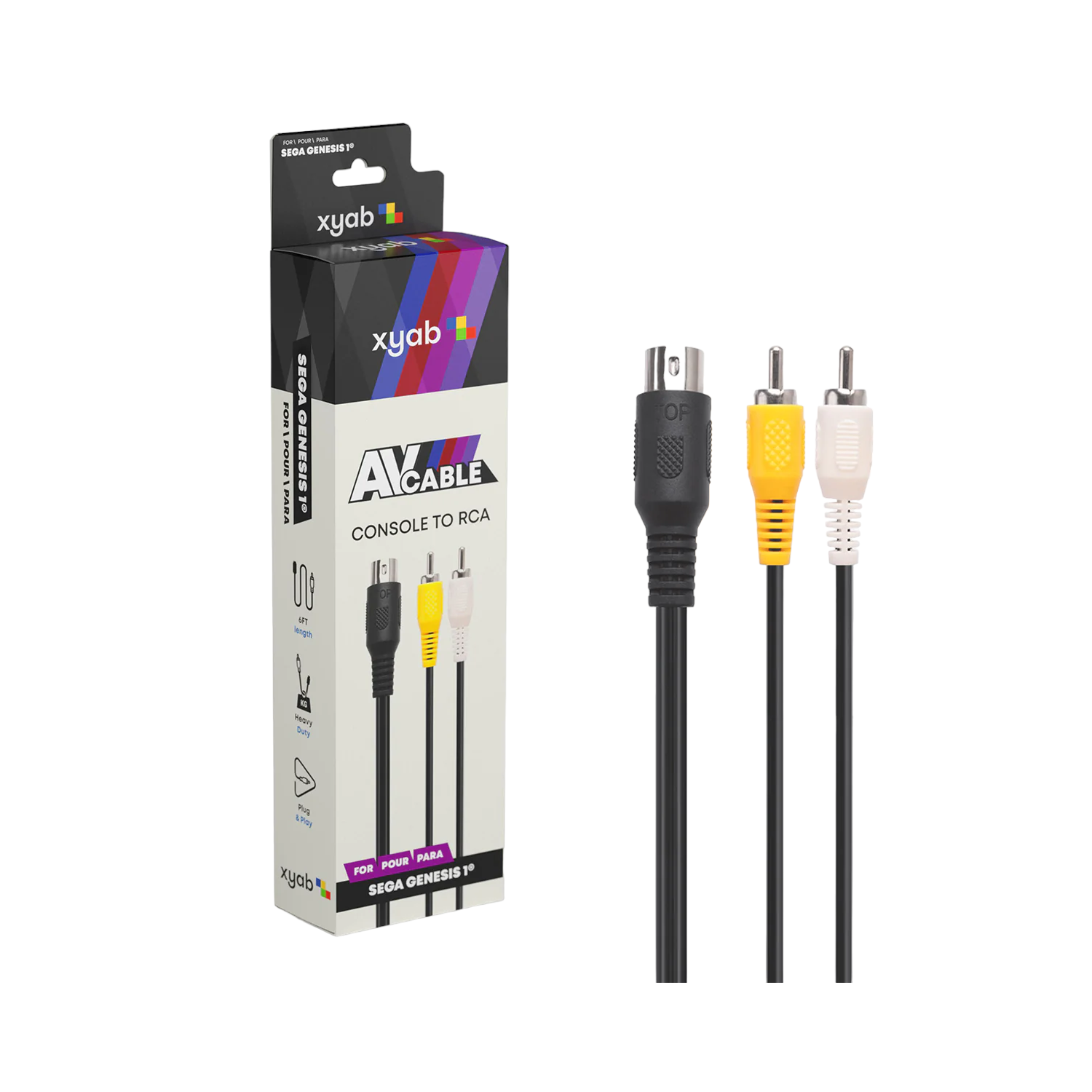 XYAB Composite AV Audio Video Cable for Sega Genesis Model 1