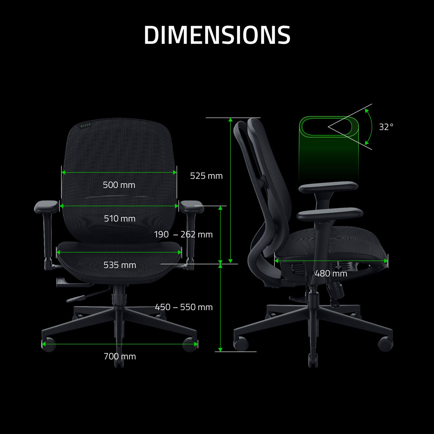 Razer Fujin Mesh Gaming Chair - Black - Exclusive Retail Partner