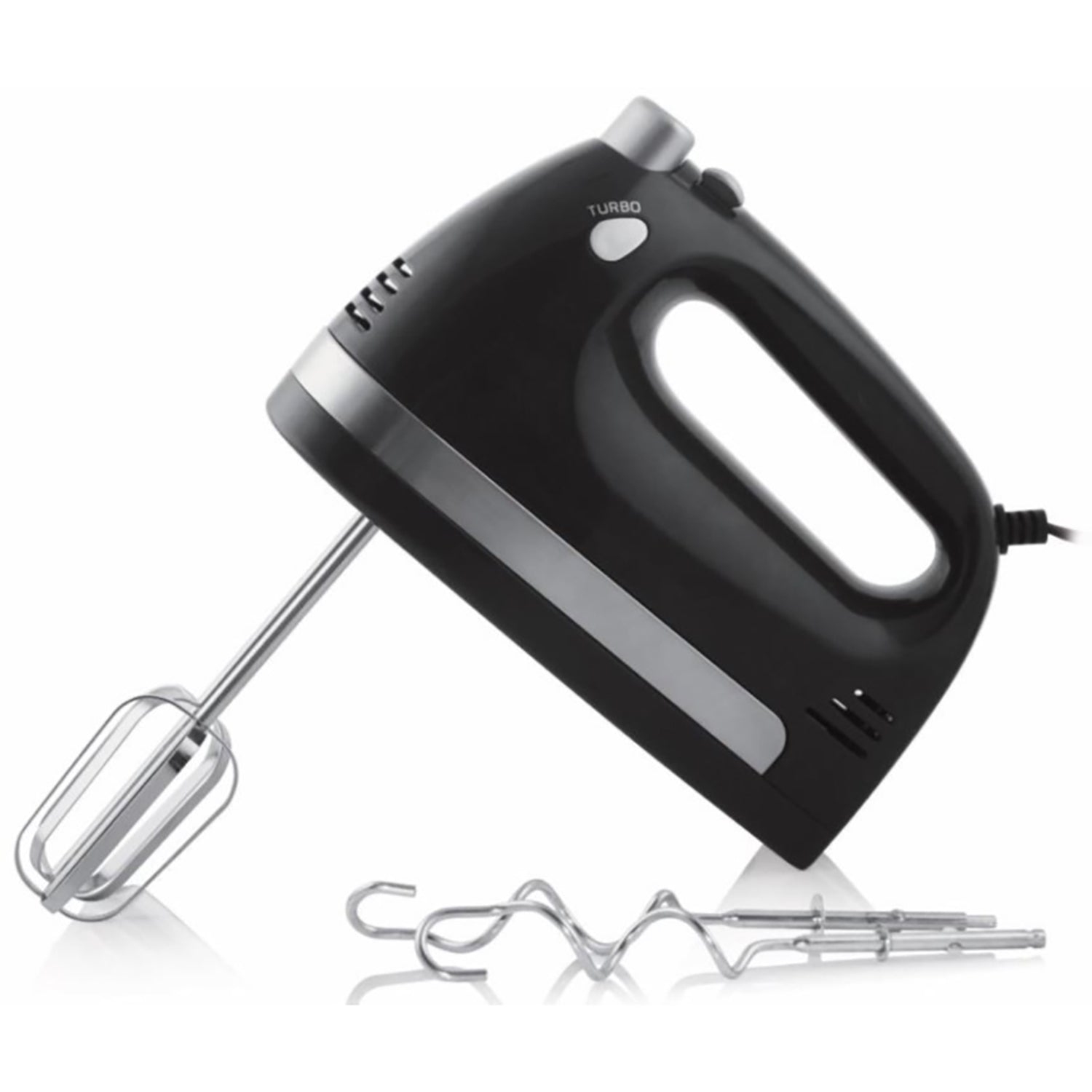 Toastess - 5 Speed Hand Mixer, Whisks and Dough Hook Included, 350 Watts, Black