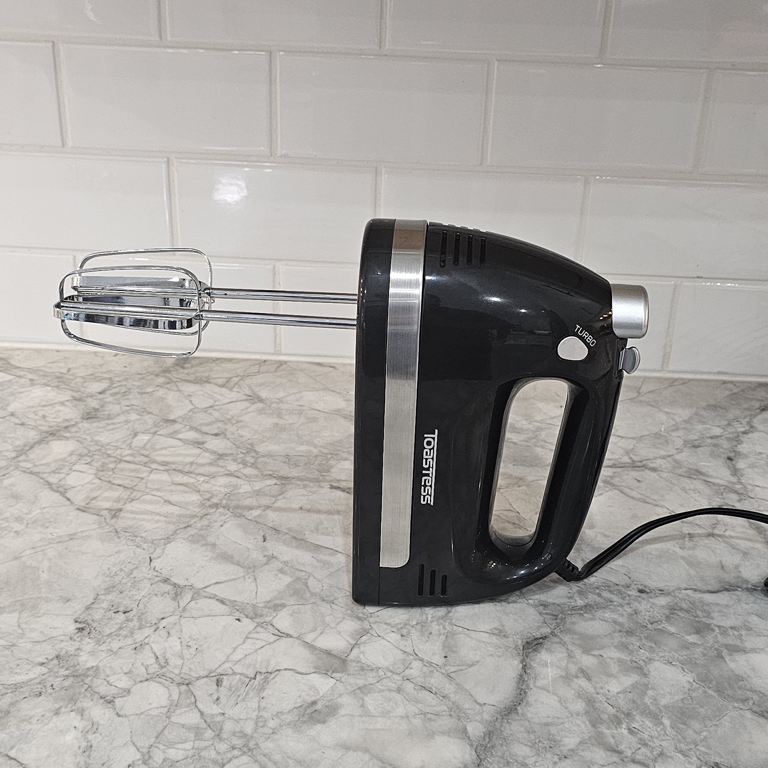 Toastess - 5 Speed Hand Mixer, Whisks and Dough Hook Included, 350 Watts, Black