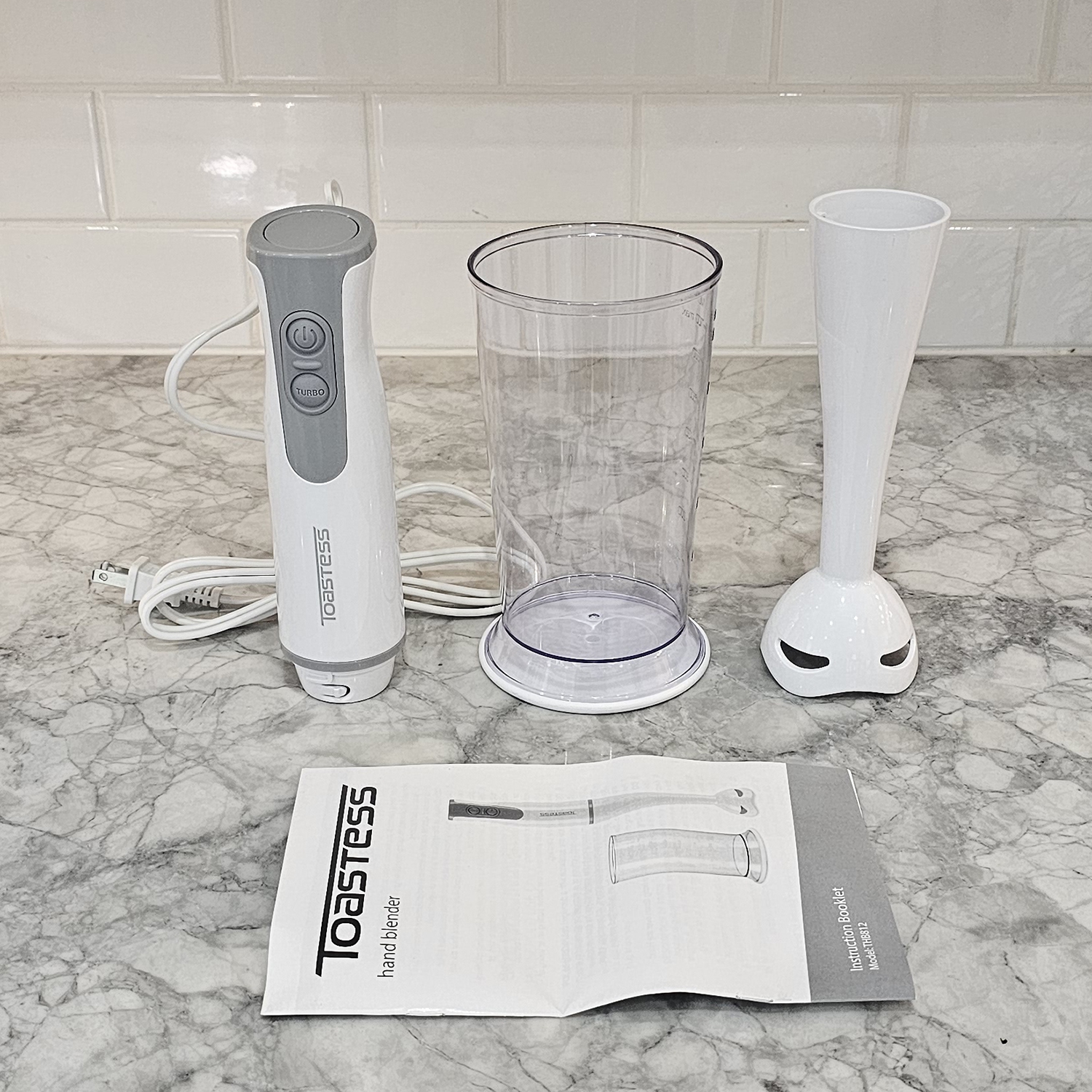 Toastess - Hand Blender with Measuring Cup 700ml, 2 Speeds, 260 Watts, White