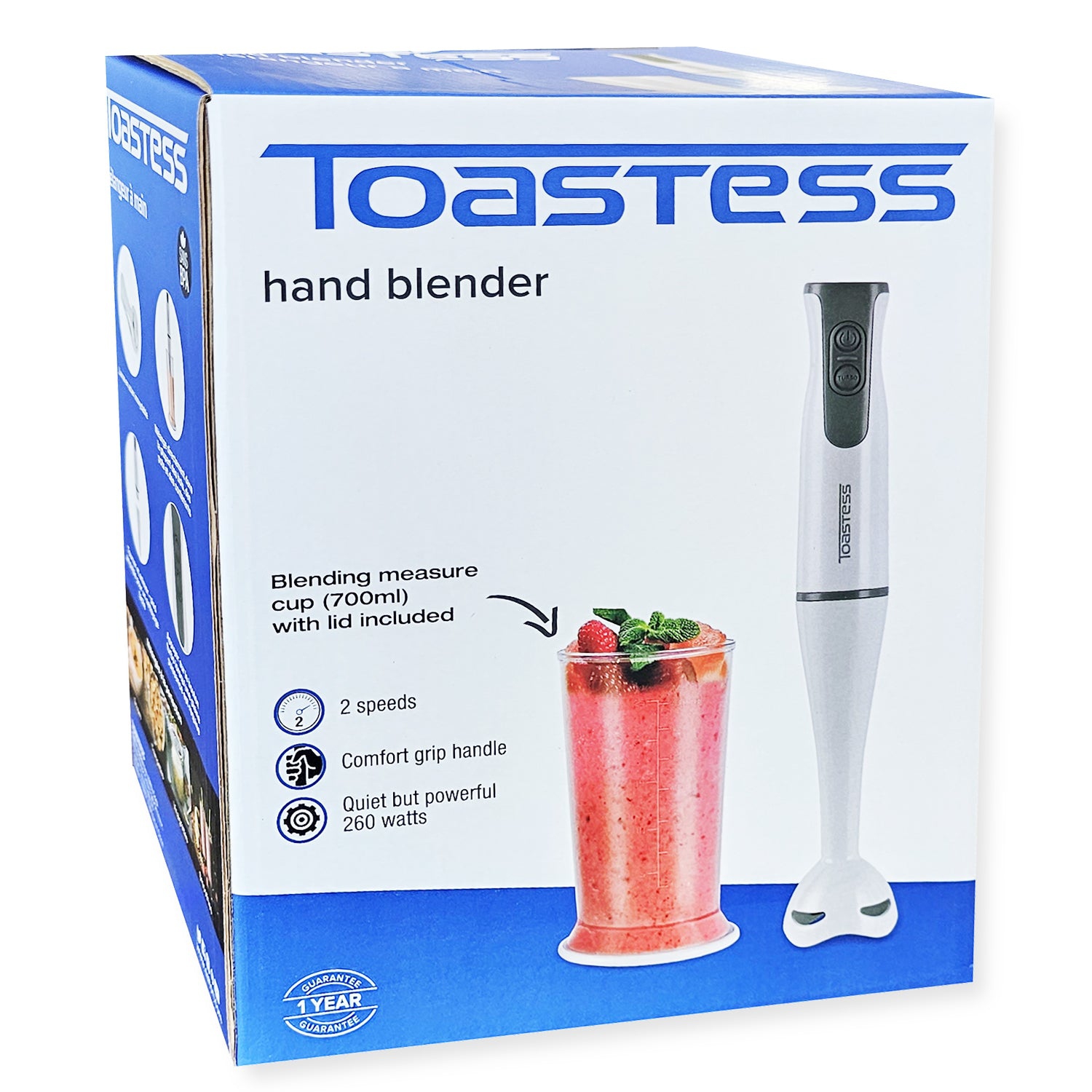 Toastess - Hand Blender with Measuring Cup 700ml, 2 Speeds, 260 Watts, White