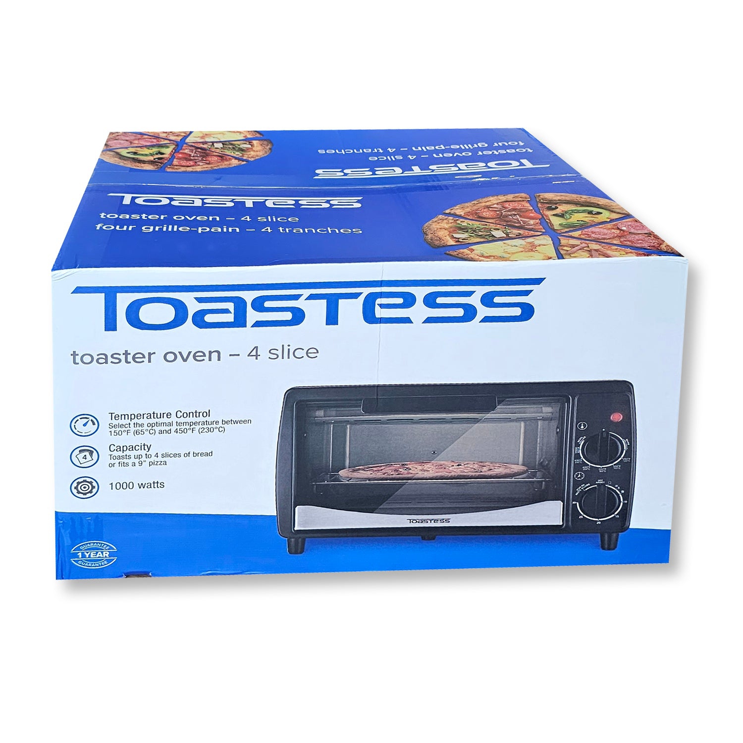 Toastess - Toaster Oven, 4 Slice Capacity, Temperature Control, 1000 Watts, Black