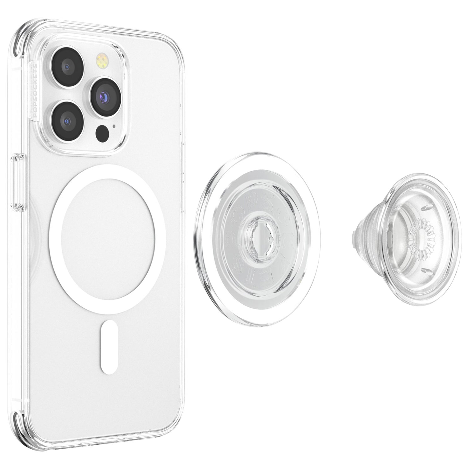 PopGrip For MagSafe Round with Adapter Ring - Clear