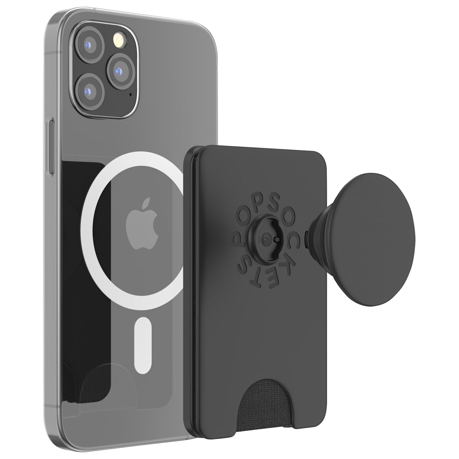 Portefeuille à prise extensible et support universel MagSafe PopWallet+ de PopSockets - Noir
