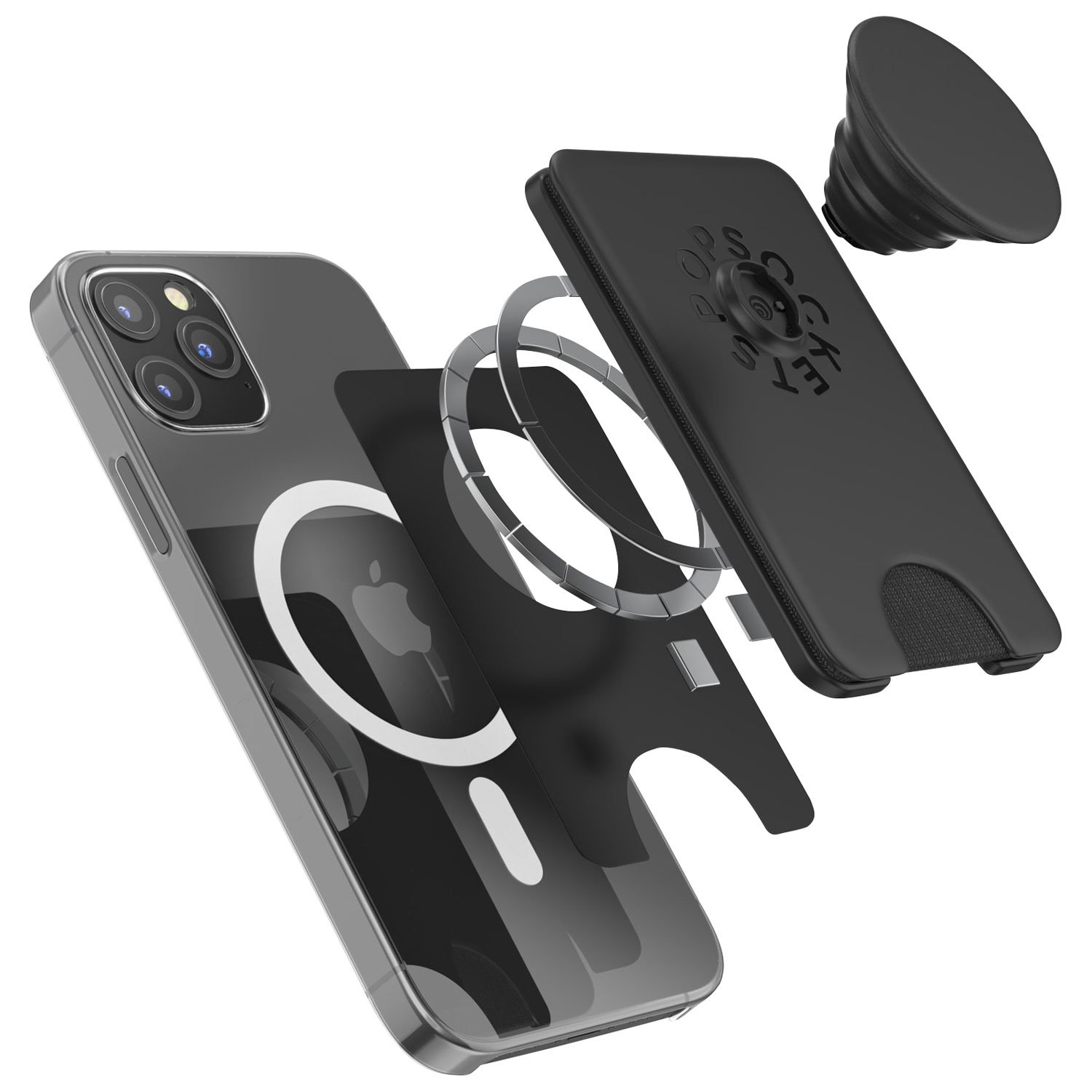 Portefeuille à prise extensible et support universel MagSafe PopWallet+ de PopSockets - Noir