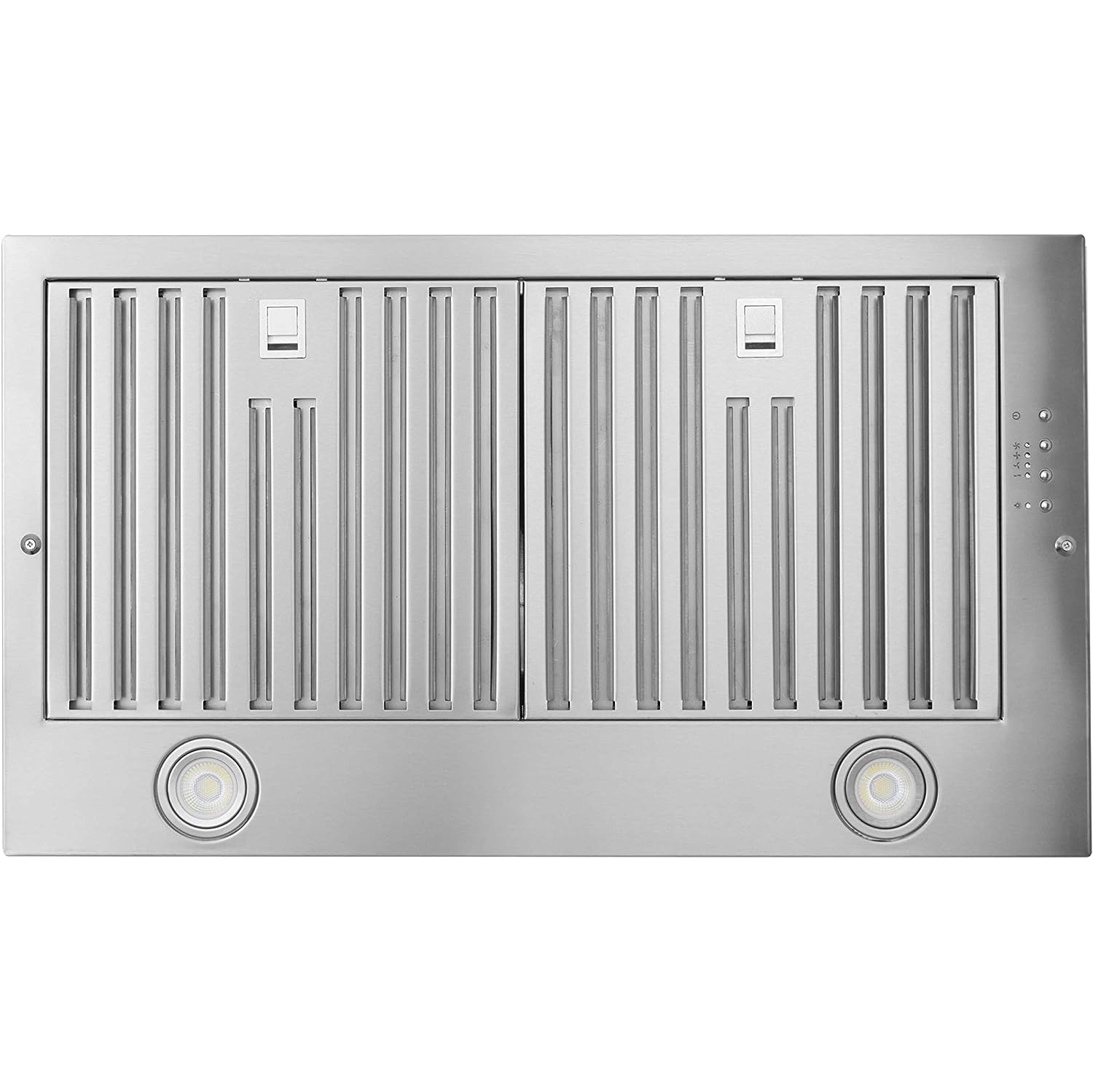 Vesta Vancouver 900CFM 36'' Wide Stainless Steel Insert Range Hood With A Flat Bottom, Single Powerful Motor, LED Lights, 4 Speeds Mechanical Buttons