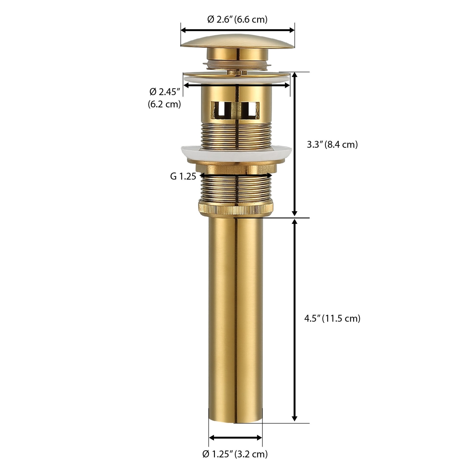 Drain de lavabo Ancona avec débordement en titane doré brossé