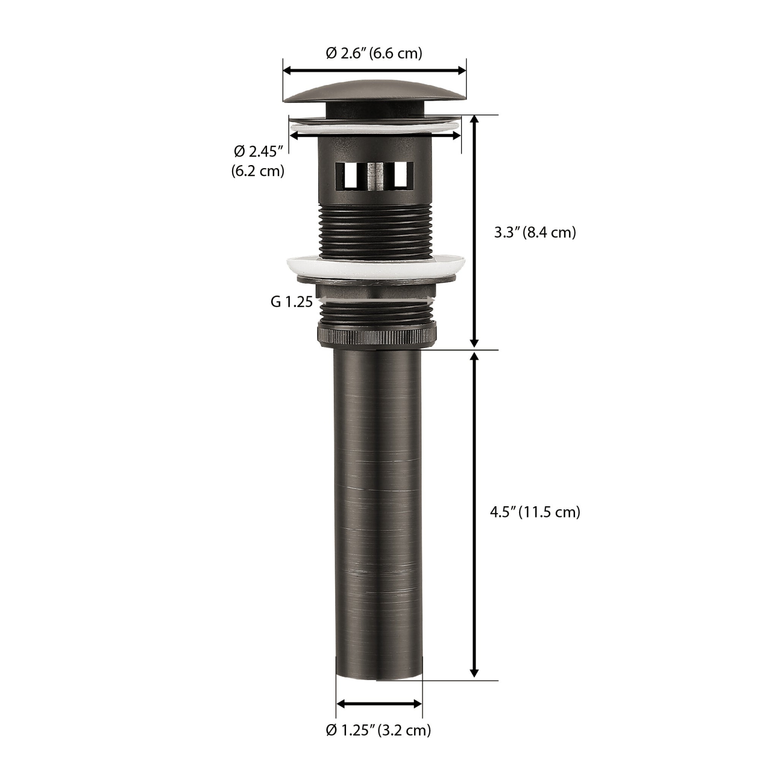 Drain de lavabo Ancona avec débordement en bronze huilé noir