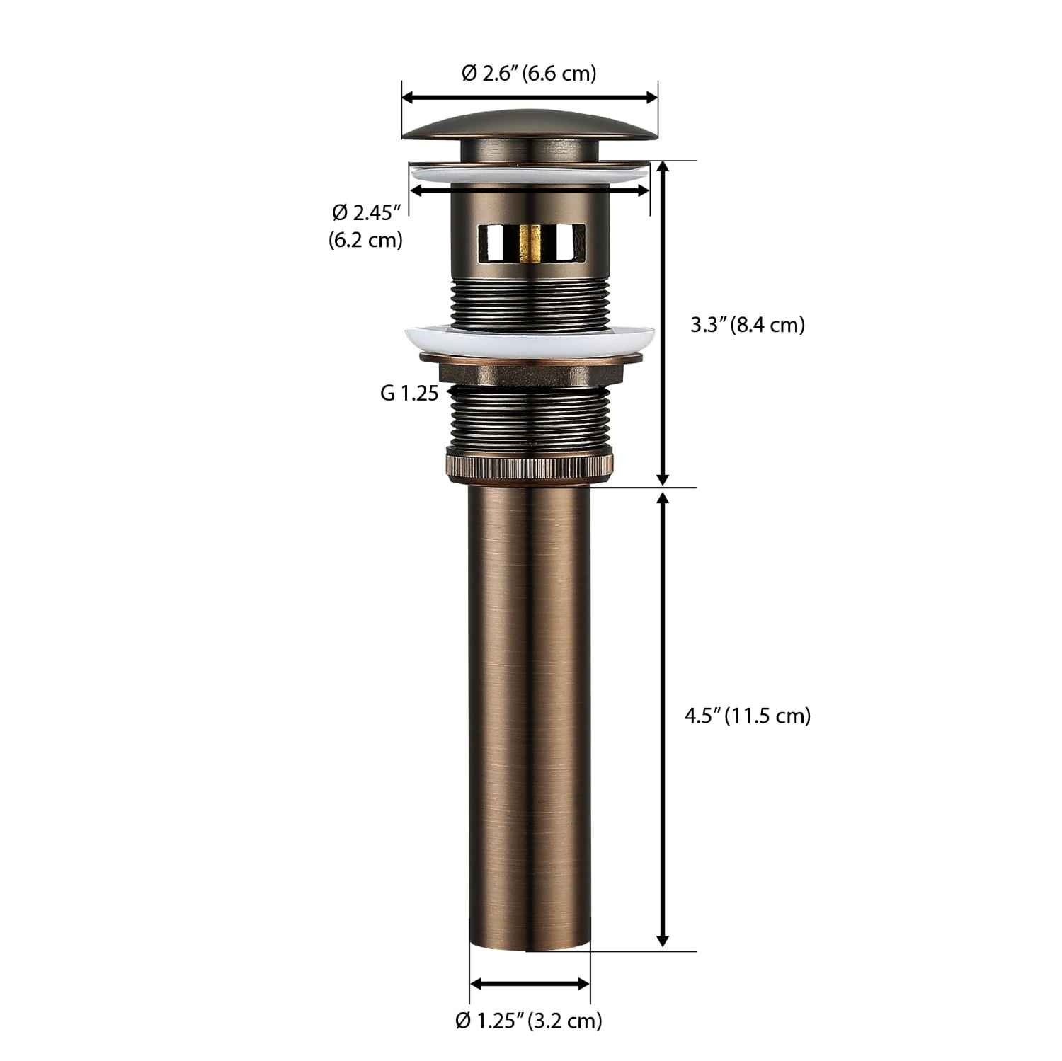 Drain de lavabo Ancona avec débordement en bronze huilé