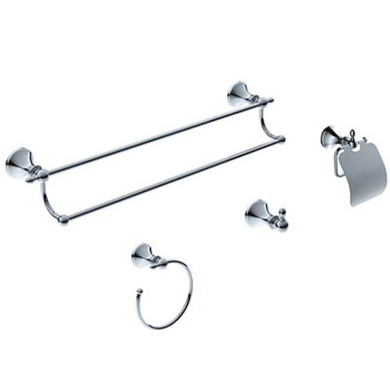 Ancona Bathroom Accessories Premium Chrome Series 4 Piece Set