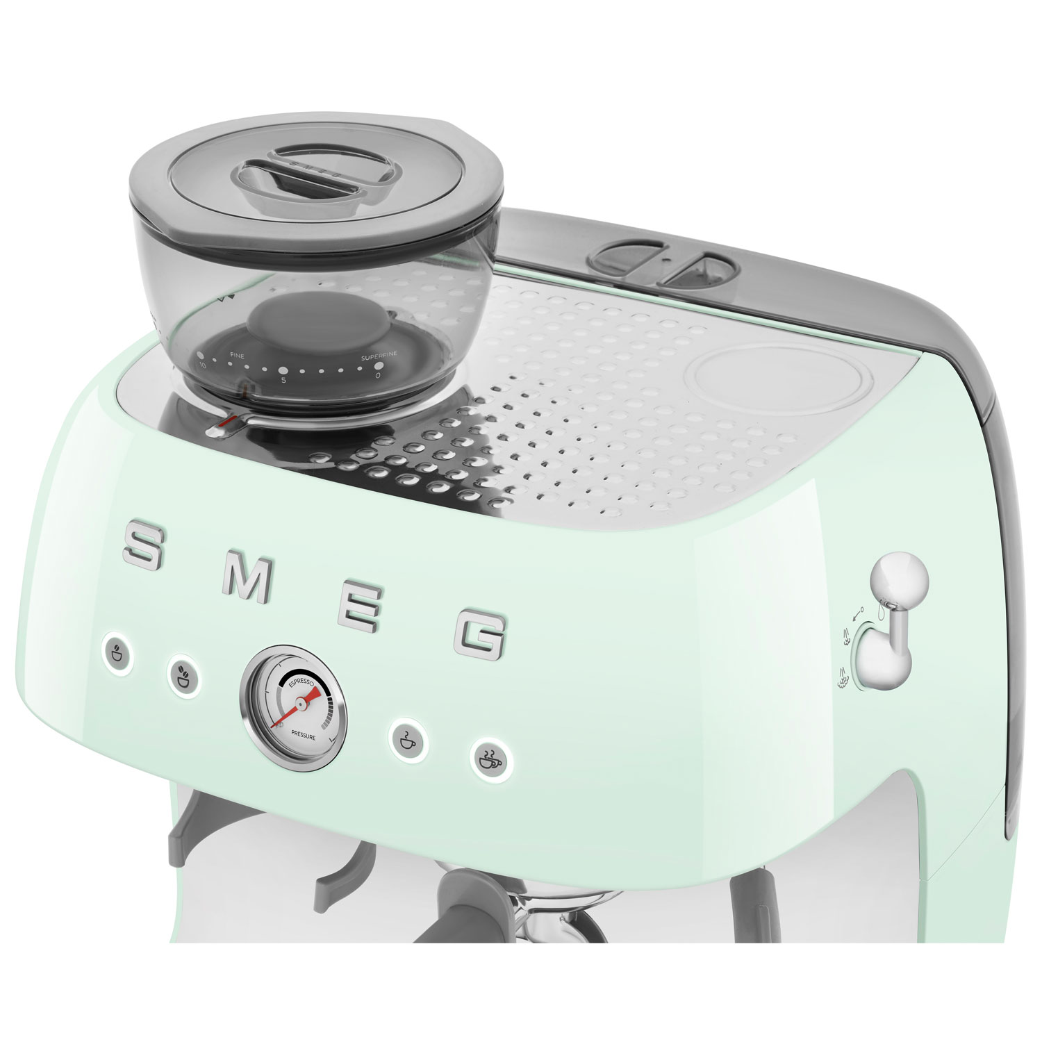 Smeg Manual Espresso Coffee Machine with Frother & Coffee Grinder - Pastel Green