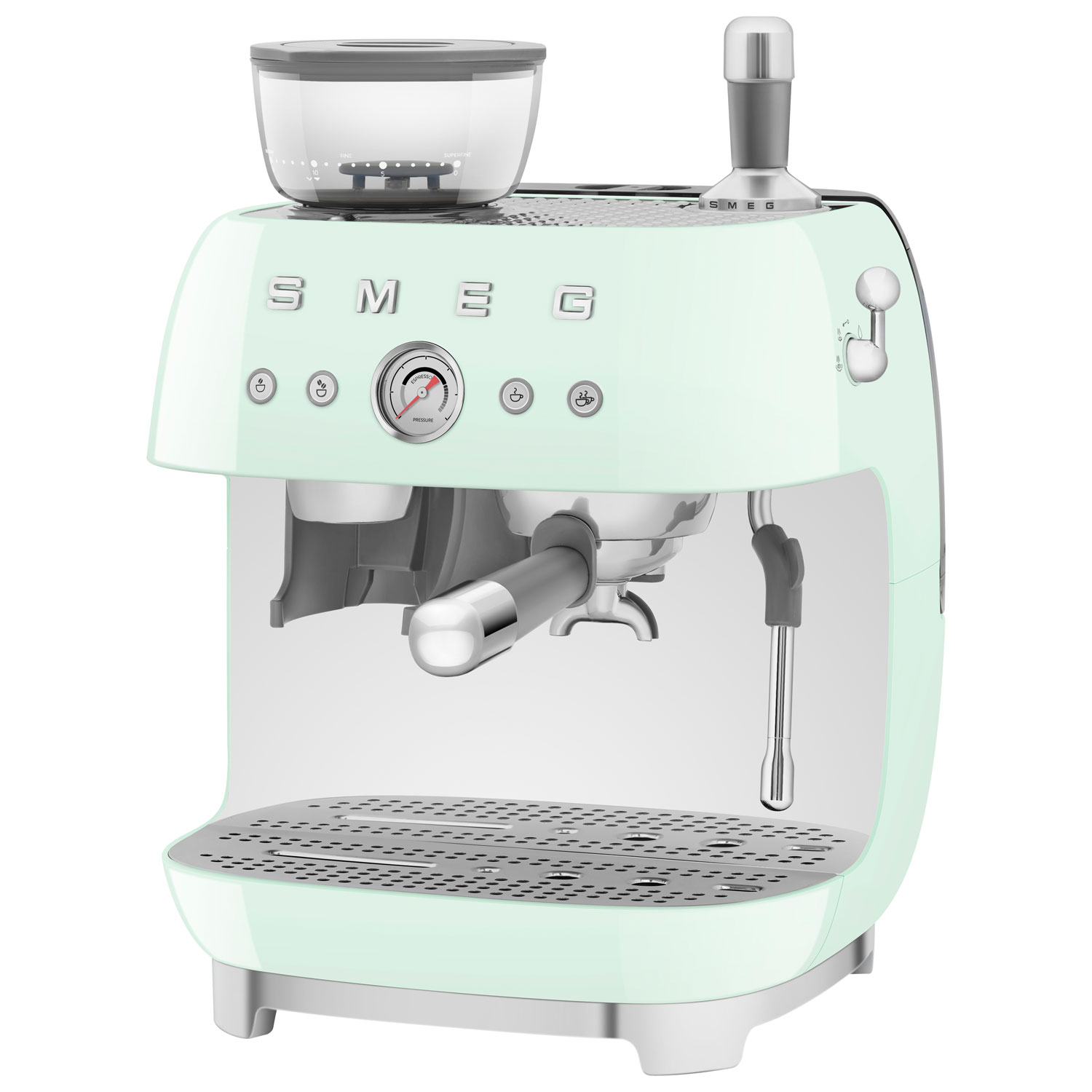 Smeg Manual Espresso Coffee Machine with Frother & Coffee Grinder - Pastel Green