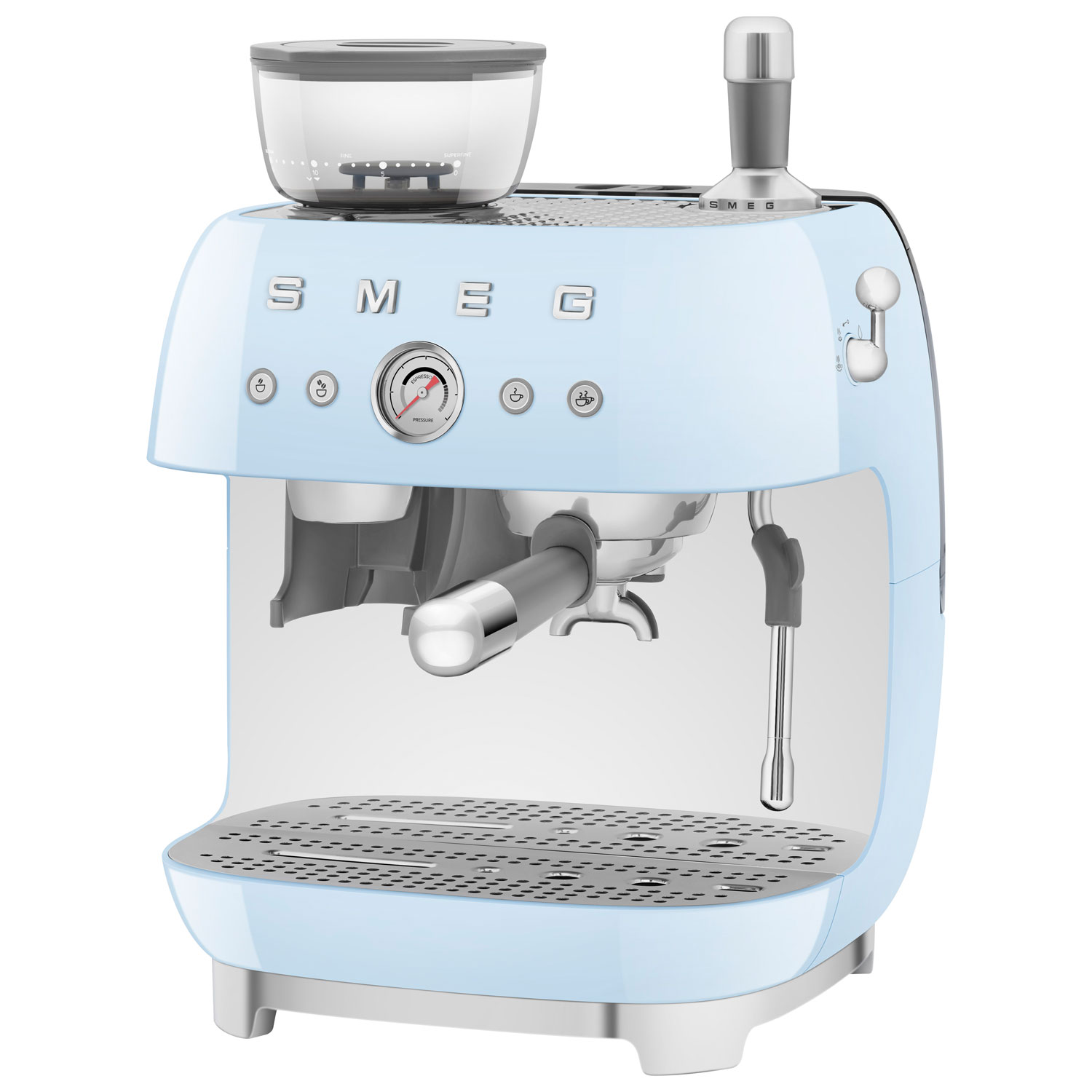 Machine à espresso manuelle de Smeg avec mousseur et moulin à café - Bleu pastel