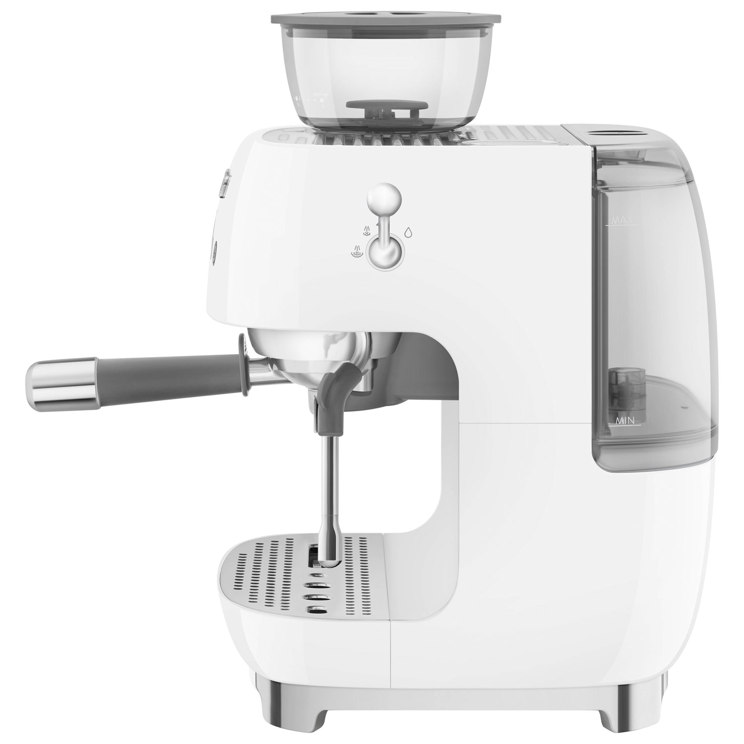 Smeg Manual Espresso Coffee Machine with Frother & Coffee Grinder - White