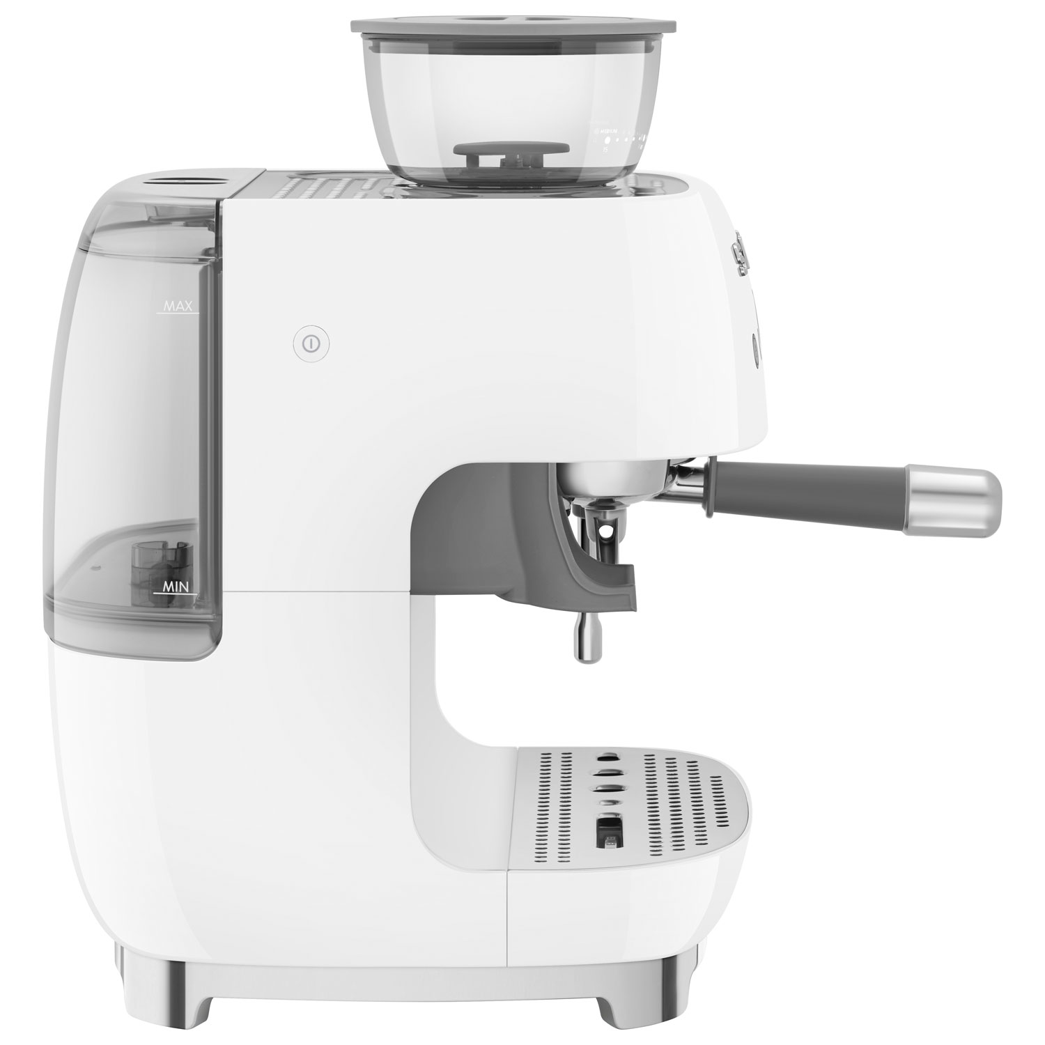 Smeg Manual Espresso Coffee Machine with Frother & Coffee Grinder - White