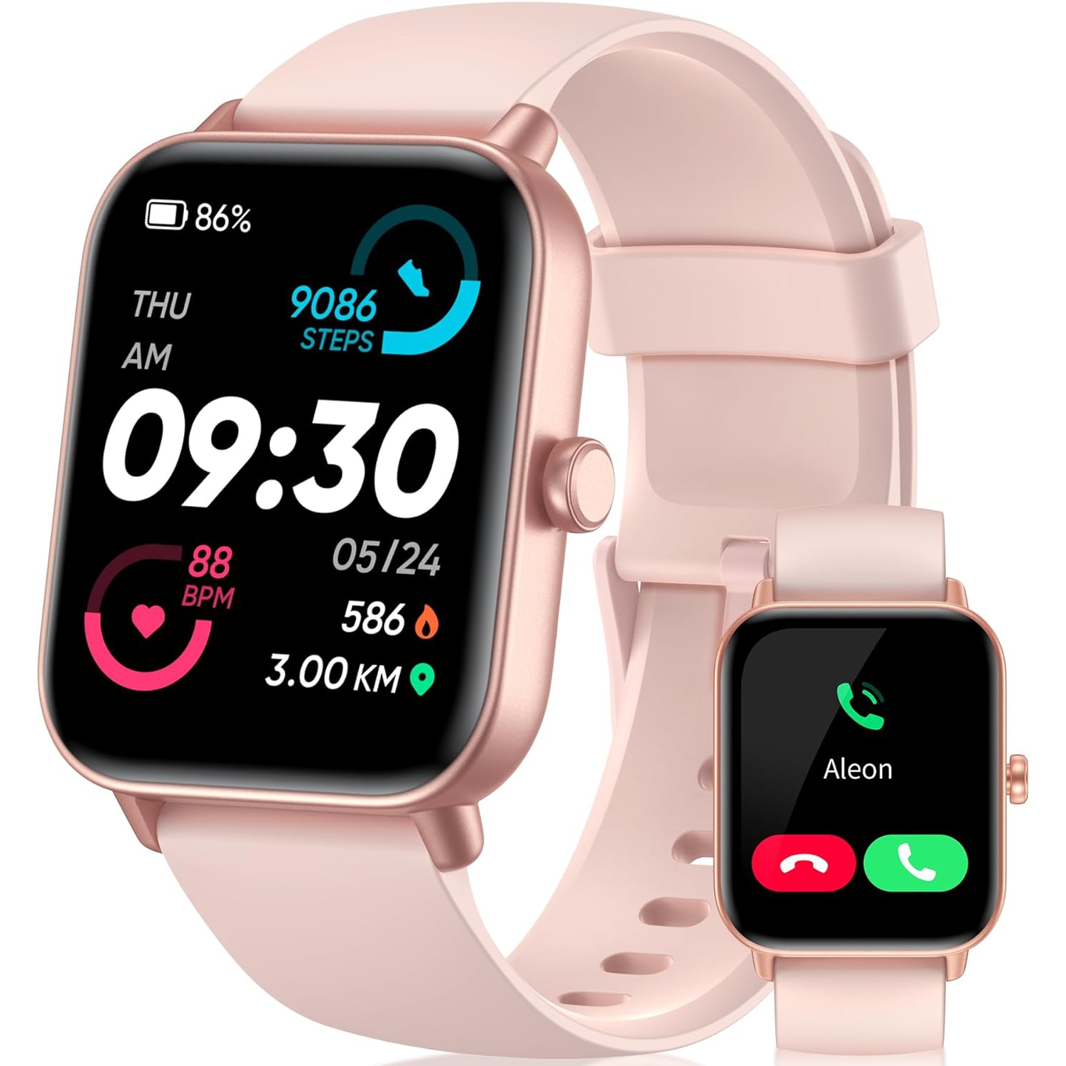 Gleam Up Smart Watch for Men Women | Fitness Tracker with Heart Rate Blood Oxygen Sleep Monitor 100 Sports Modes IP68 Waterproof Smart Watch for Android and iPhones (Pink)