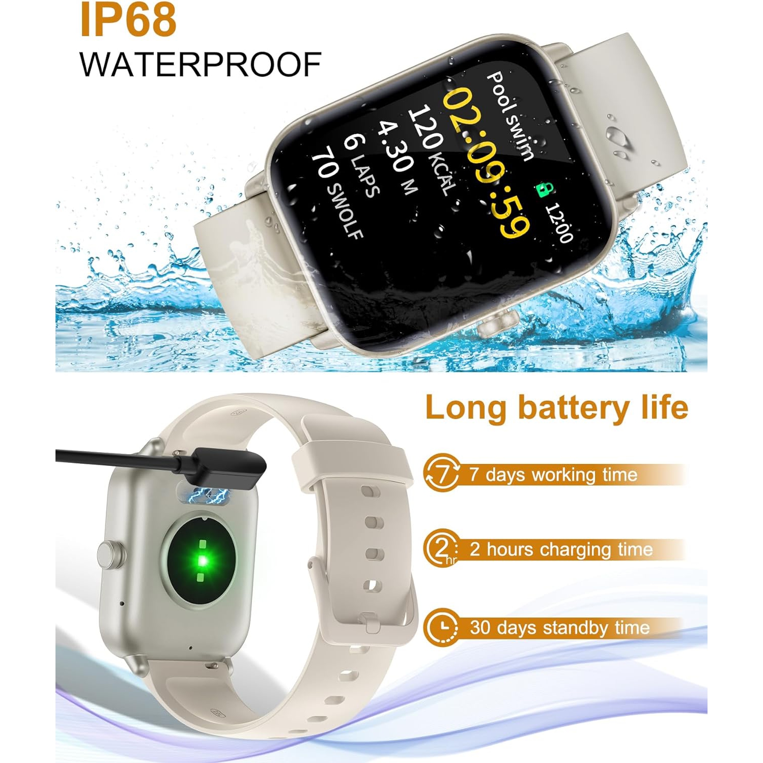 Gleam Up Smart Watch for Men Women | Fitness Tracker with Heart Rate Blood Oxygen Sleep Monitor 100 Sports Modes IP68 Waterproof Smart Watch for