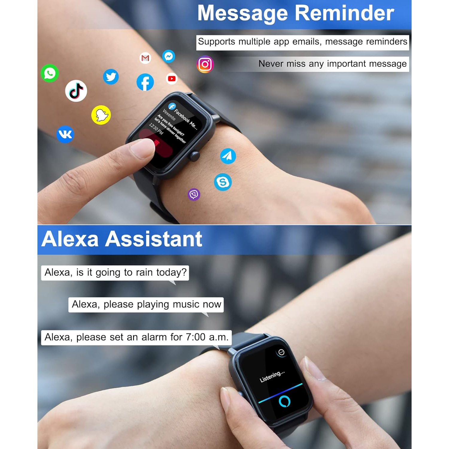 Gleam Up Smart Watch for Men Women | Fitness Tracker with Heart Rate Blood Oxygen Sleep Monitor 100 Sports Modes IP68 Waterproof Smart Watch for