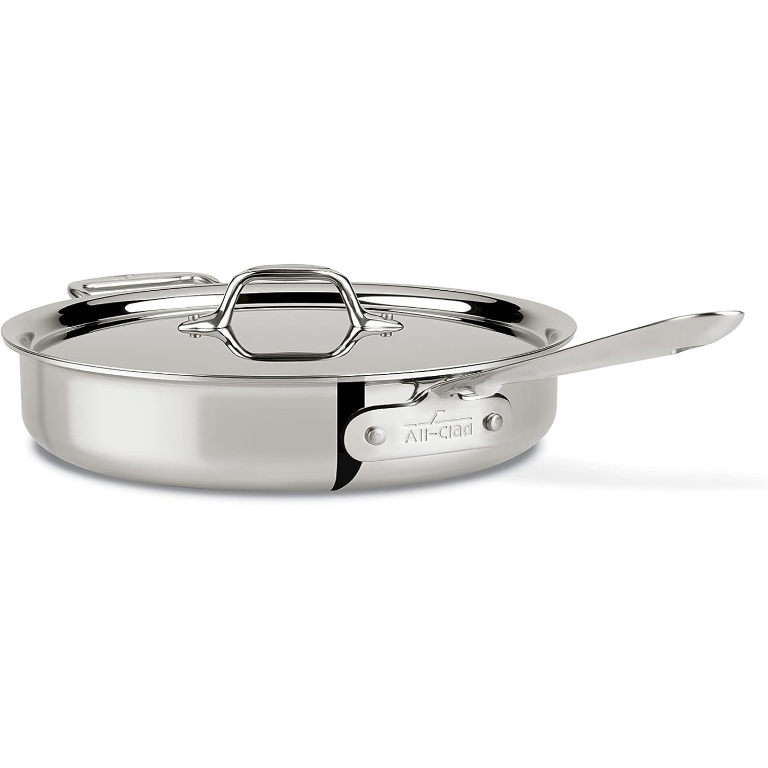 All-Clad 4403 Stainless Steel Tri-Ply Bonded Dishwasher Safe 3-Quart Sauté Pan with Lid/Cookware, Silver