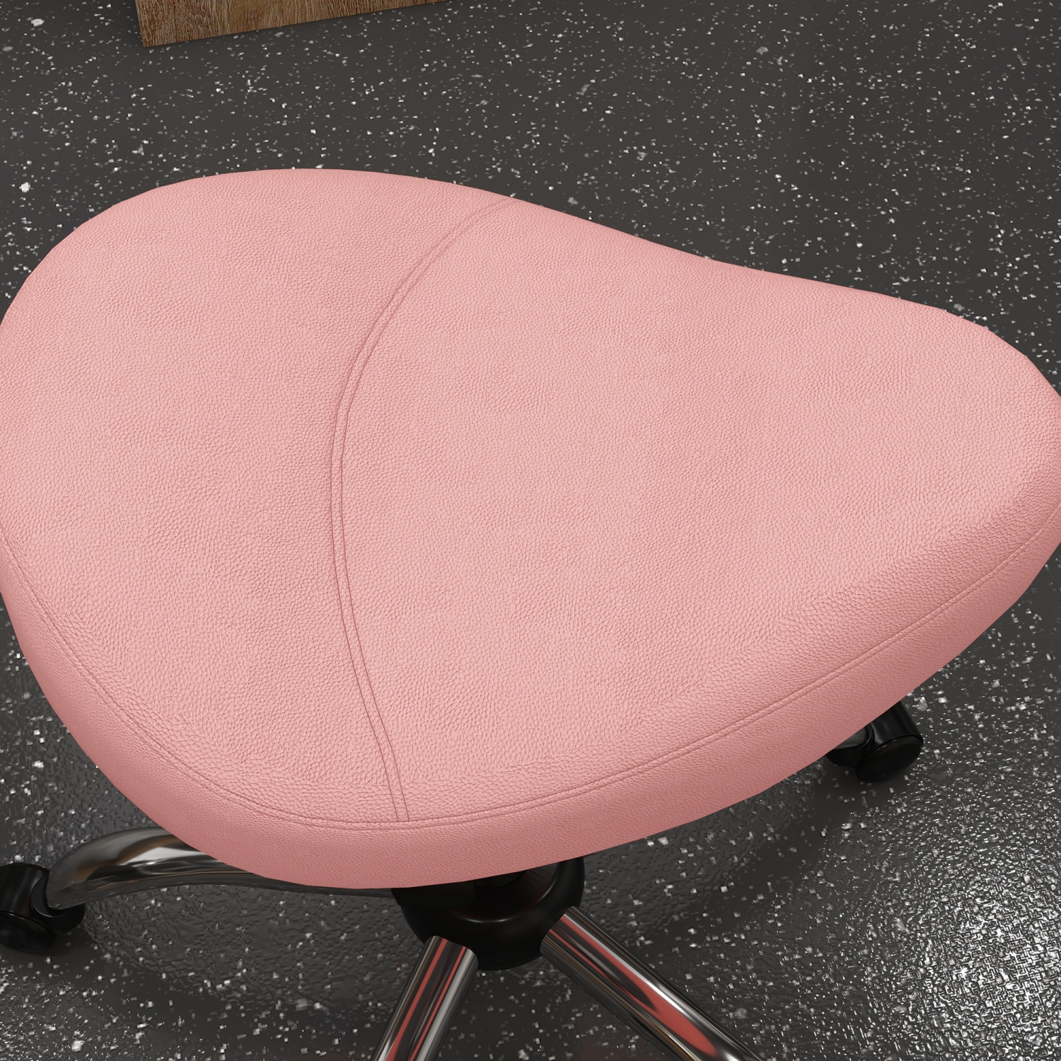 HOMCOM Saddle Stool, Height Adjustable Rolling Salon Chair with PU Leather for Massage, Spa, Clinic, Beauty and Tattoo, Pink