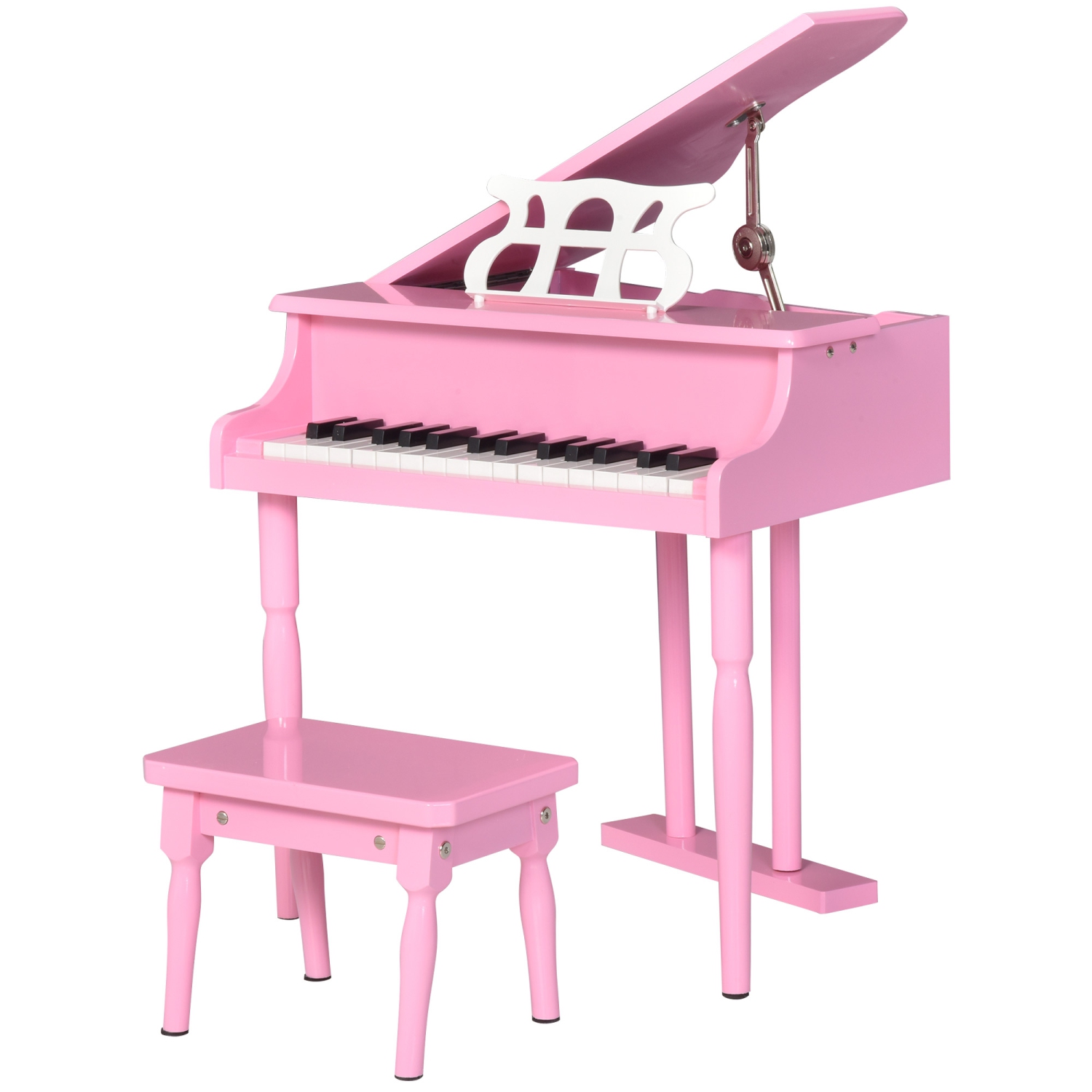 HOMCOM Modern Kids Piano, 30 Keys, Set of 2, Mini Toy for Child, Grand Piano with Music Stand and Bench, Ideal Gift, Pink
