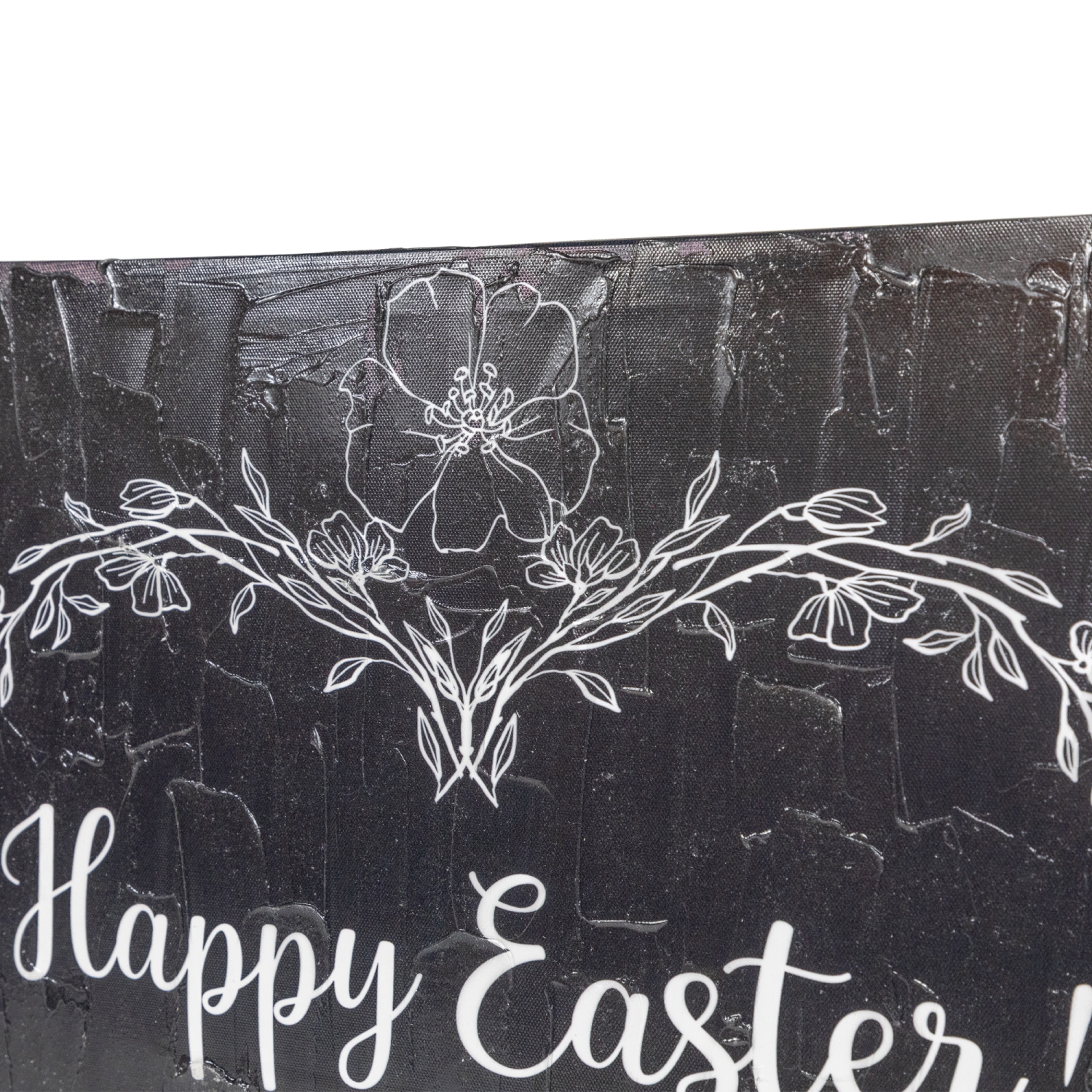 Black and White Happy Easter Bunnies Canvas Wall Art, 17.75" x 17.75"