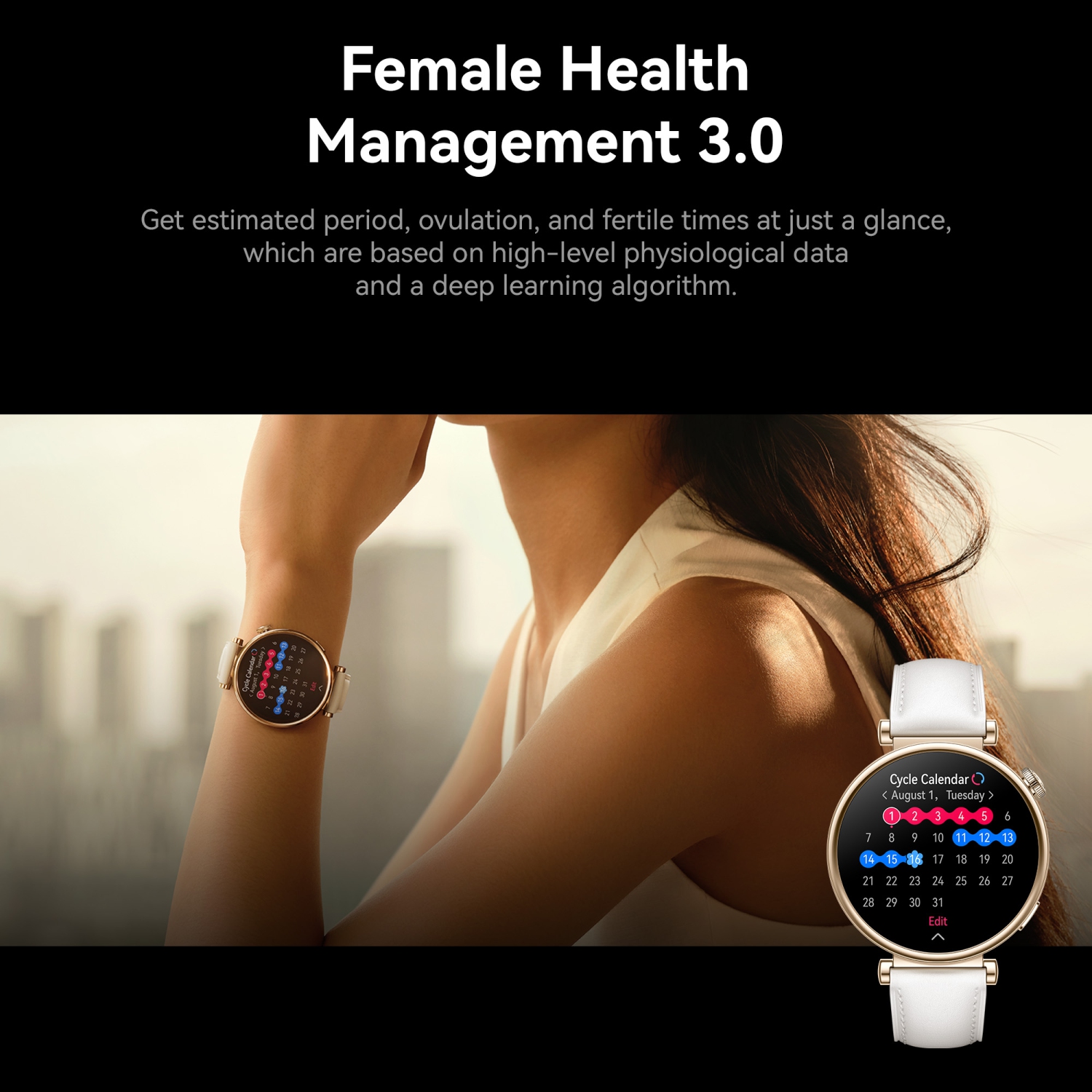 HUAWEI Watch GT 4 41mm Smartwatch, 7-Day Battery Life, Female Health Management, 24/7 Health Monitoring, Compatible with Andriod & iOS, Black