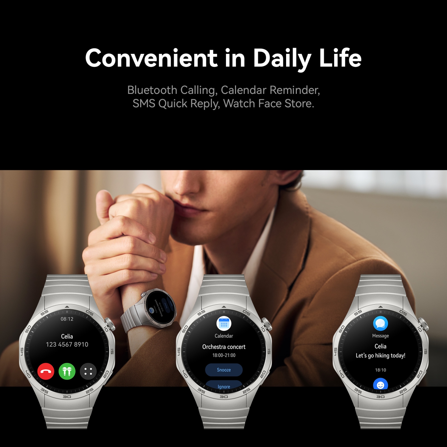 Montre intelligente HUAWEI Watch GT 4 46&nbsp;mm, jusqu'à 2 semaines d'autonomie, GPS bibande, suivi de l'état de santé 24/7, compatible avec Android