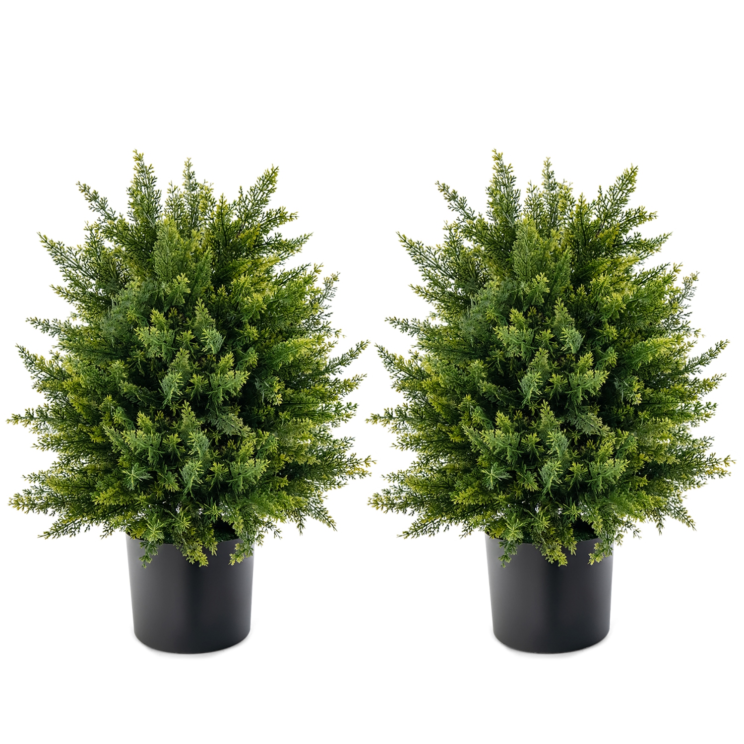 Costway 22" Artificial Cedar Topiary Ball Tree 2-Pack Faux Shrub Bush Trees for Decor