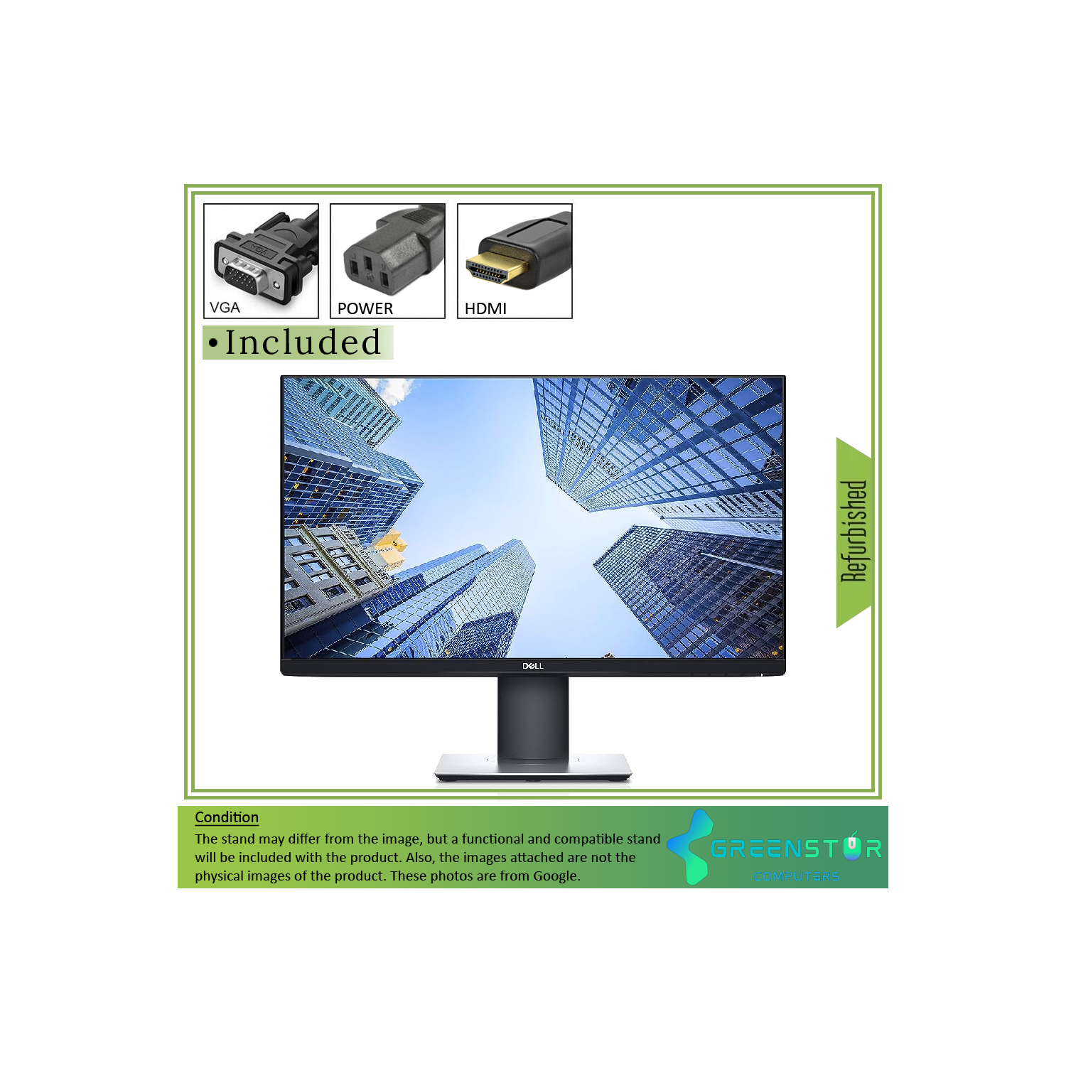 Refurbished(Good) - Dell P2419H 24" Widescreen 1920x1080 FHD Ultrathin Bezel LED-backlight LCD IPS Monitor