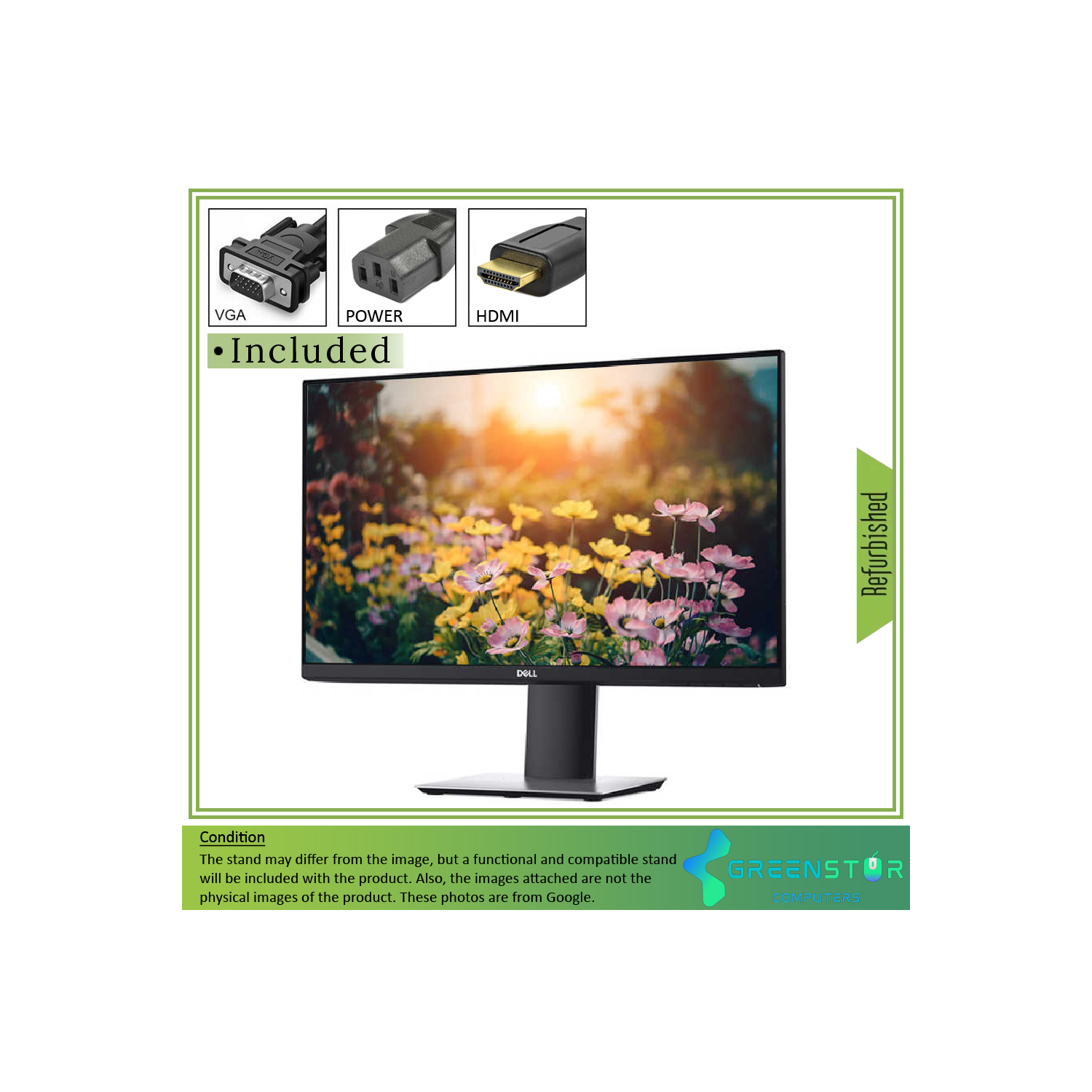 Refurbished(Good) - Dell P2419H 24" Widescreen 1920x1080 FHD Ultrathin Bezel LED-backlight LCD IPS Monitor