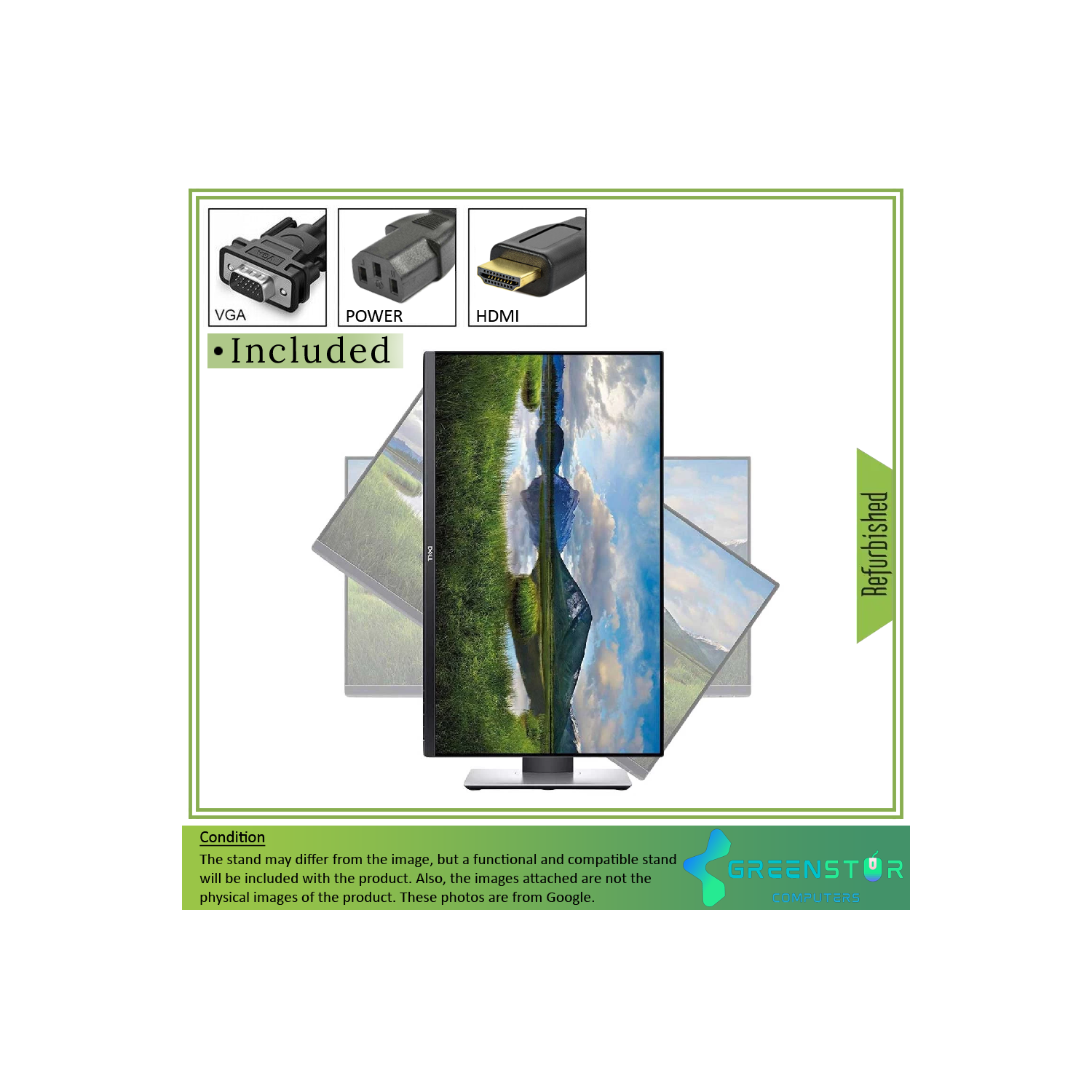 Refurbished(Good) - Dell P2419H 24" Widescreen 1920x1080 FHD Ultrathin Bezel LED-backlight LCD IPS Monitor