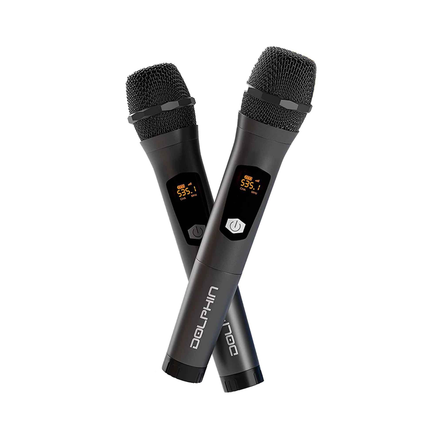 Dolphin MCX20 Wireless Microphone System, Cordless Dual Handheld Dynamic Mic Set with Rechargeable Receiver (Set of 2)
