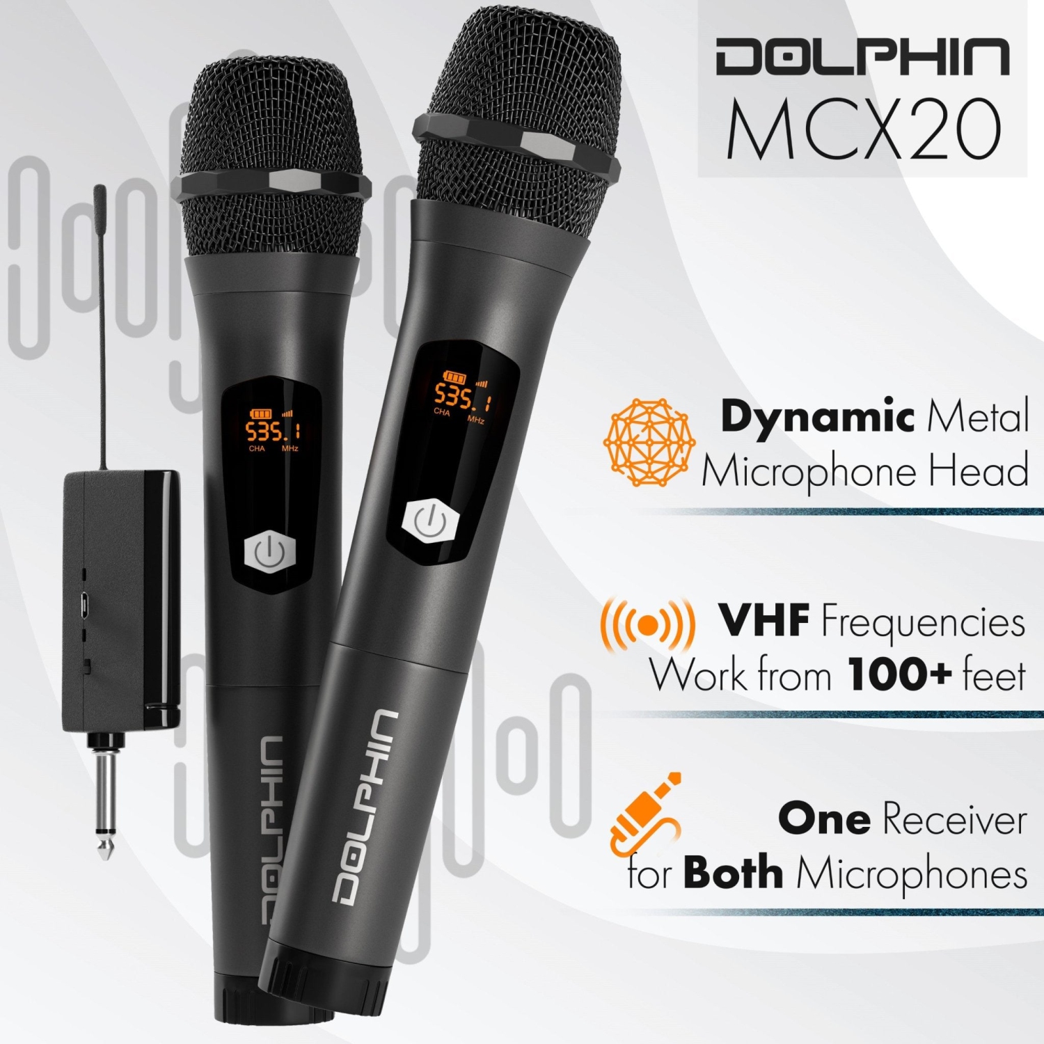 Dolphin MCX20 Wireless Microphone System Cordless Dual Handheld