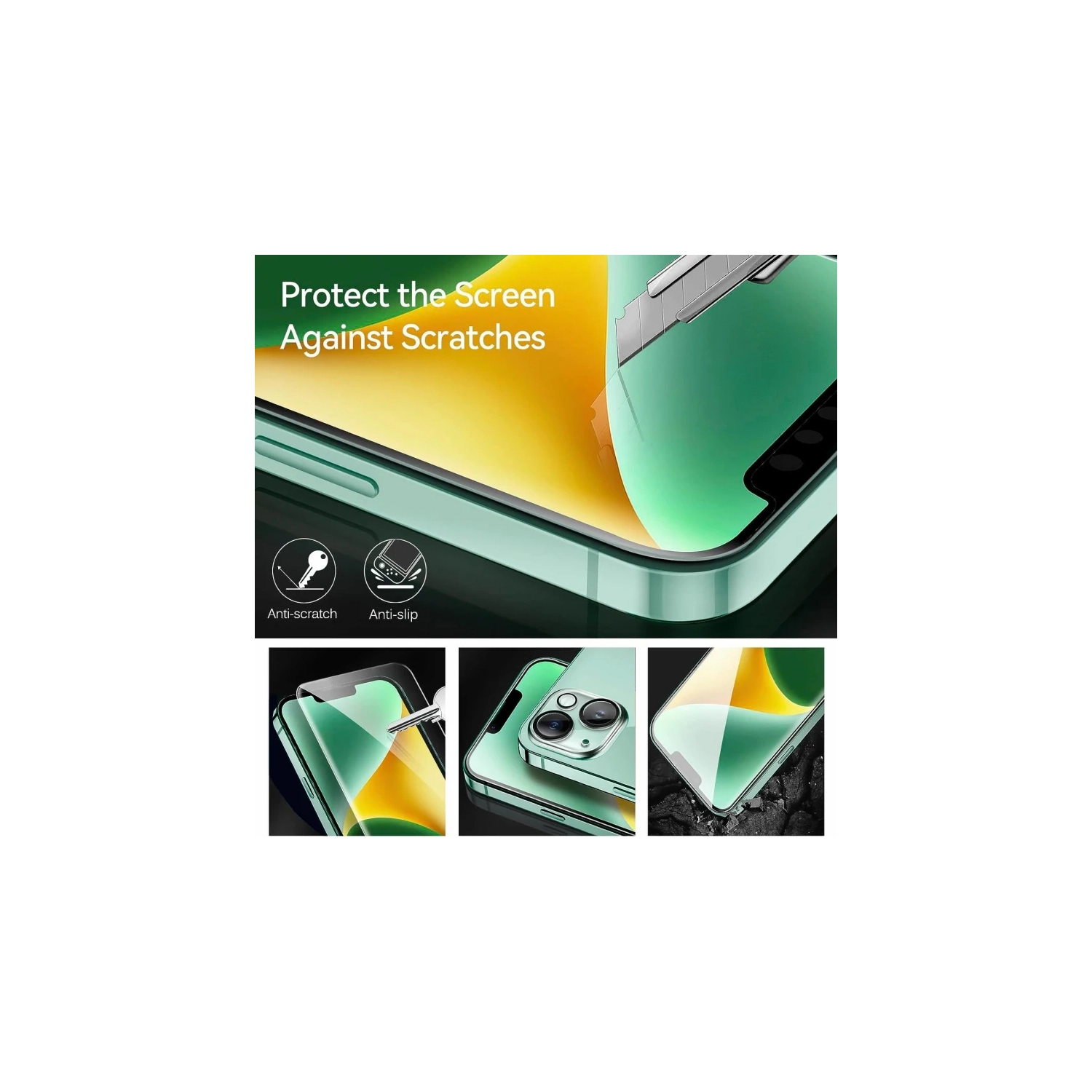 iPhone 15 Plus 6.7 Tempered Glass Screen Protector with Camera Lens Protector, Anti-Scratch, Case Friendly, Transparent HD Clear Film