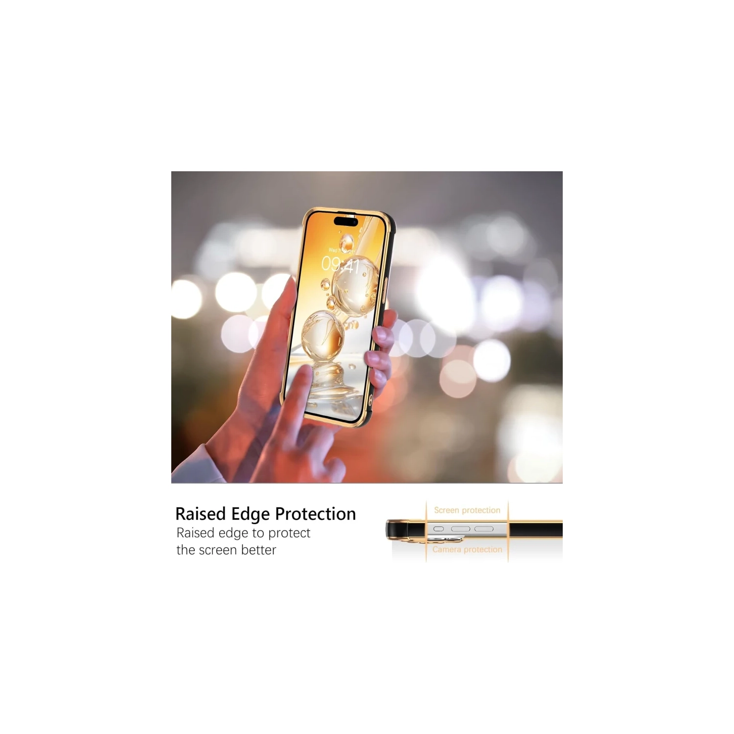 iPhone 15 Pro Max Case - Cute Heart Pattern Plating Cover, Camera & 4 Corners Shockproof Protection, 6.7 inch, Black