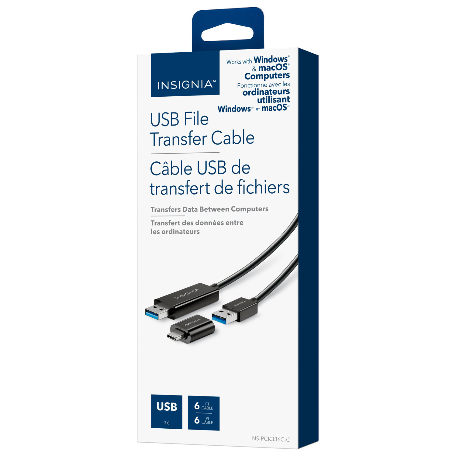 Câble USB-C vers C 3.0 de 1,83 m d'Insignia avec adaptateur USB-C (NS-PCK336C-C)
