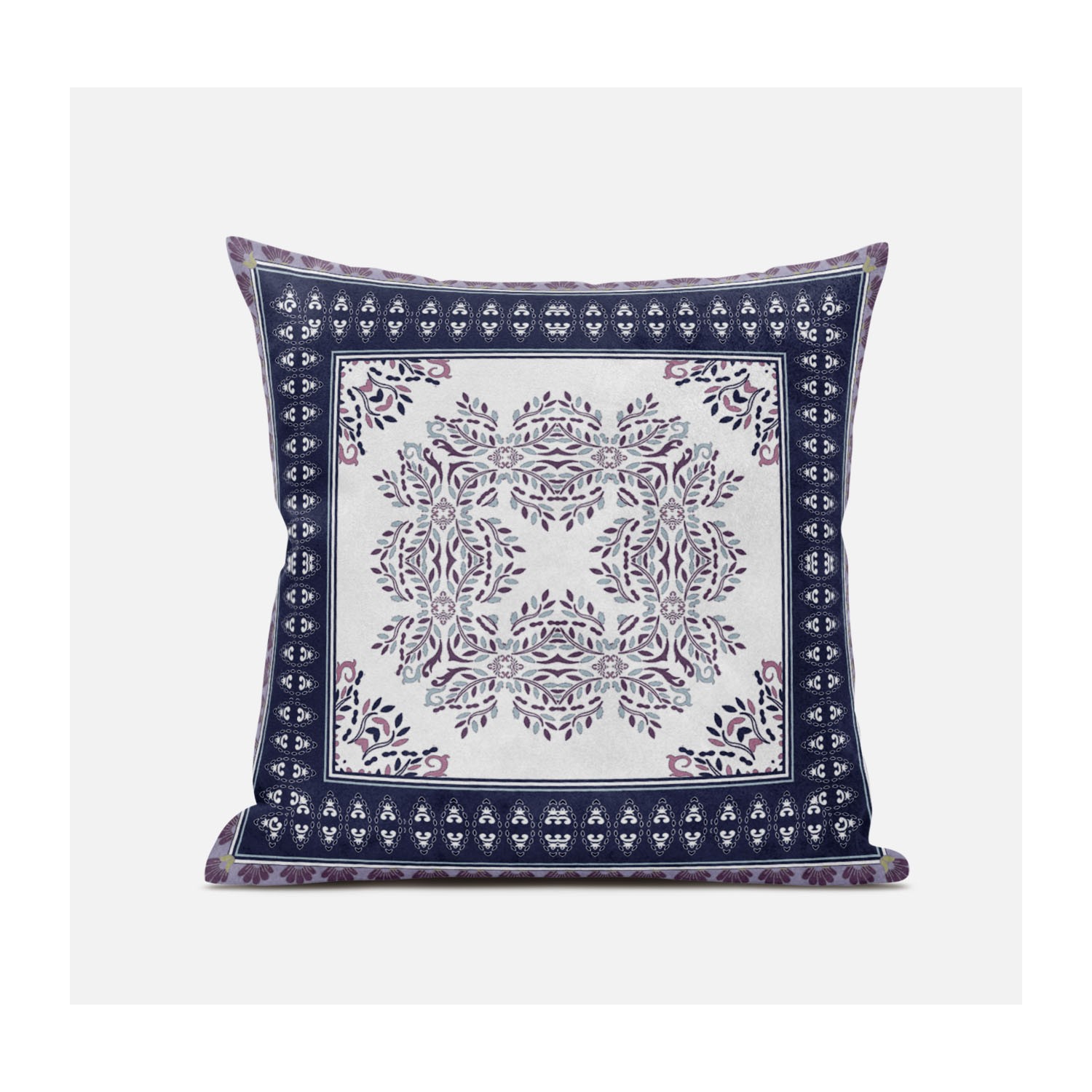 Coussin décoratif d'extérieur à fermeture à glissière géométrique de 16 x 16 po, crème et bleu