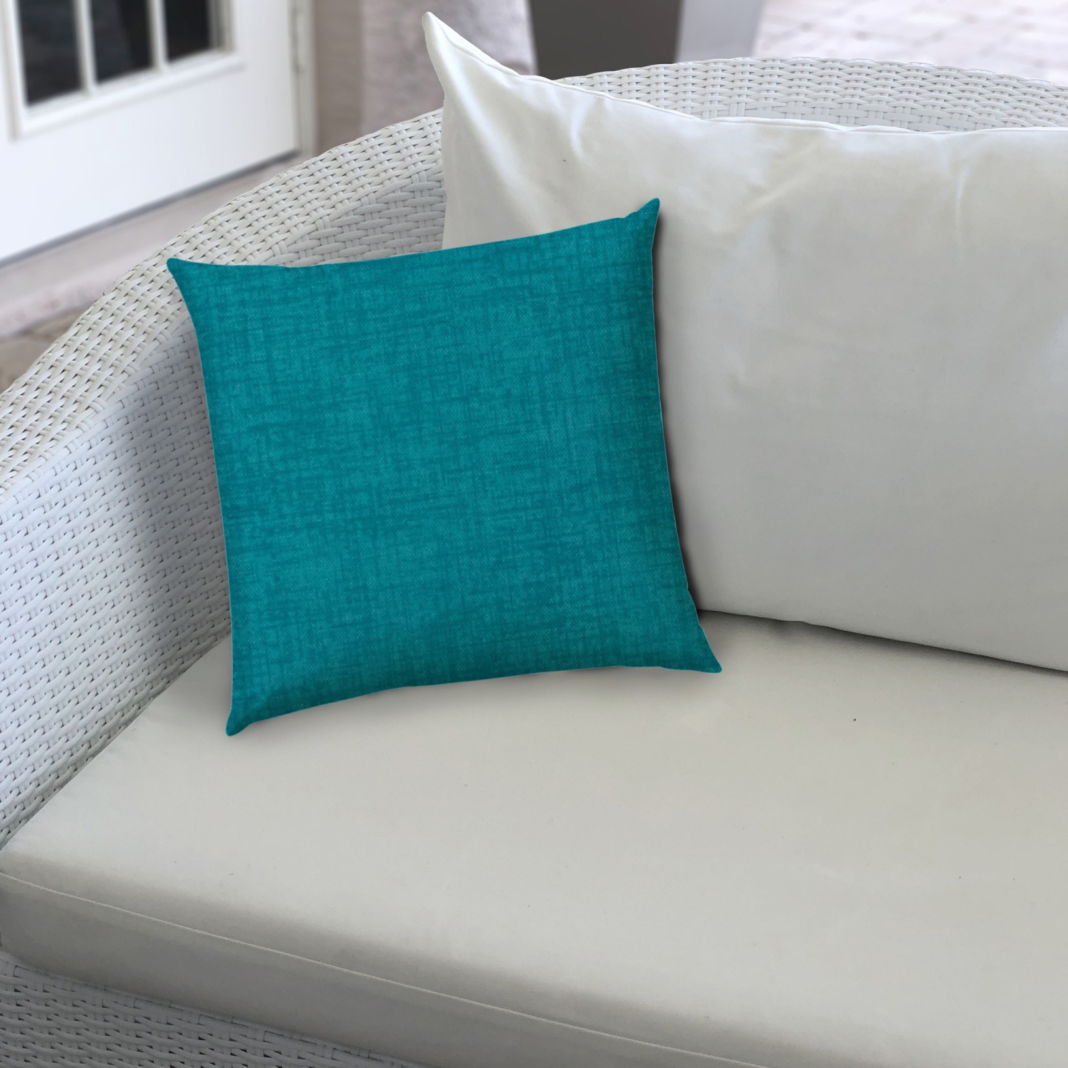 Coussin lombaire couleur unie pour l'intérieur, intérieur, 17 x 17 po, bleu turquoise soufflé