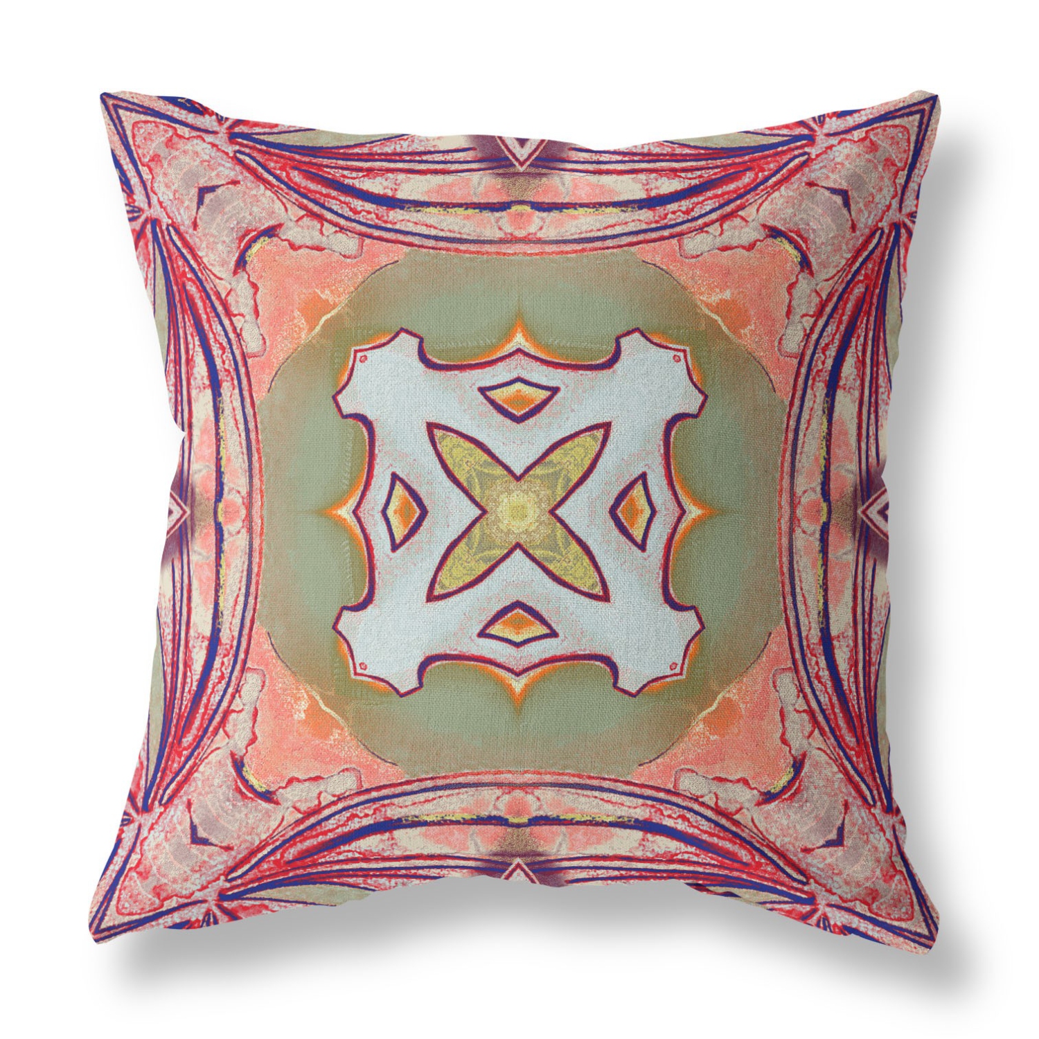 Magenta Green Geo Tribal Indoor Outdoor Throw Pillow