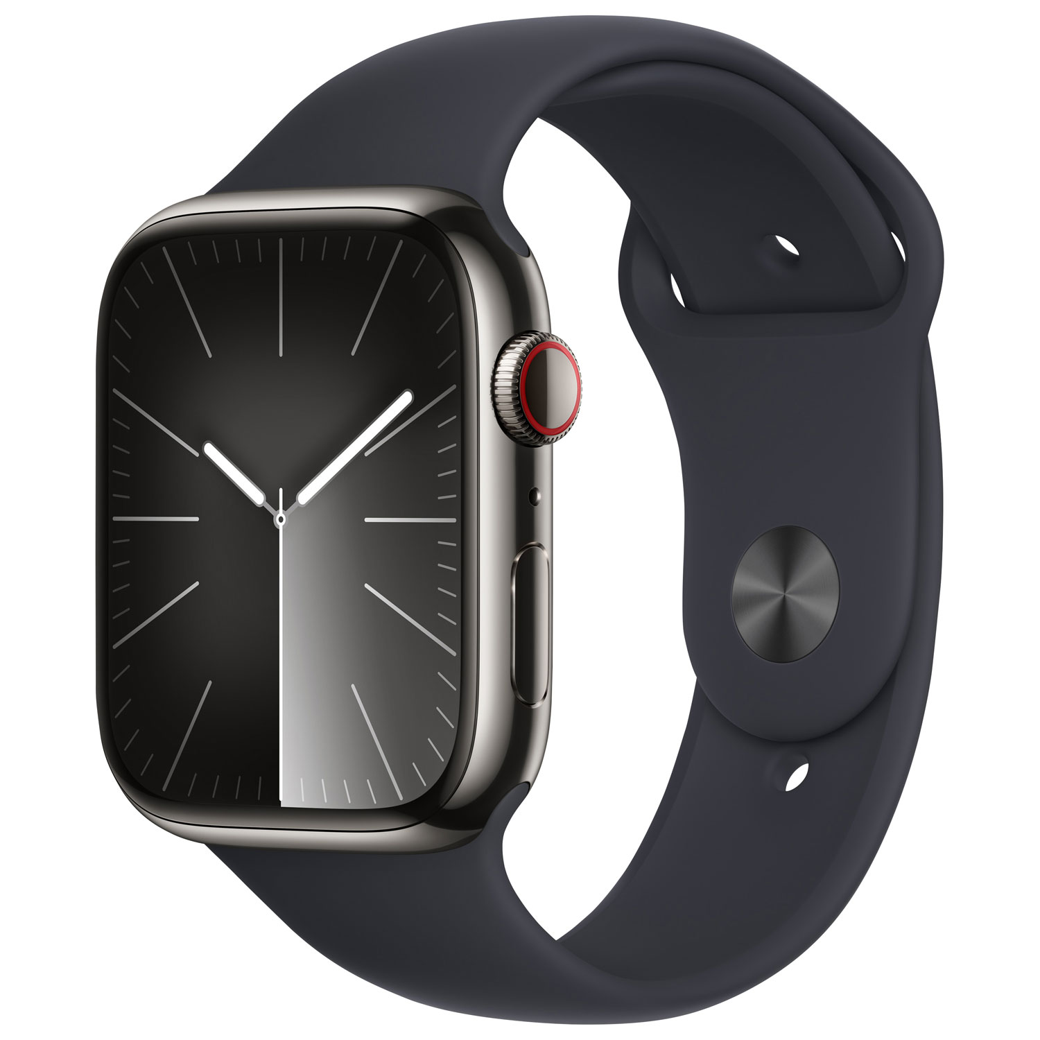 TELUS Apple Watch Series 9 (GPS + Cellular) 45mm Graphite Stainless Steel Case w/ Midnight Sport Band - S/M - Monthly Financing
