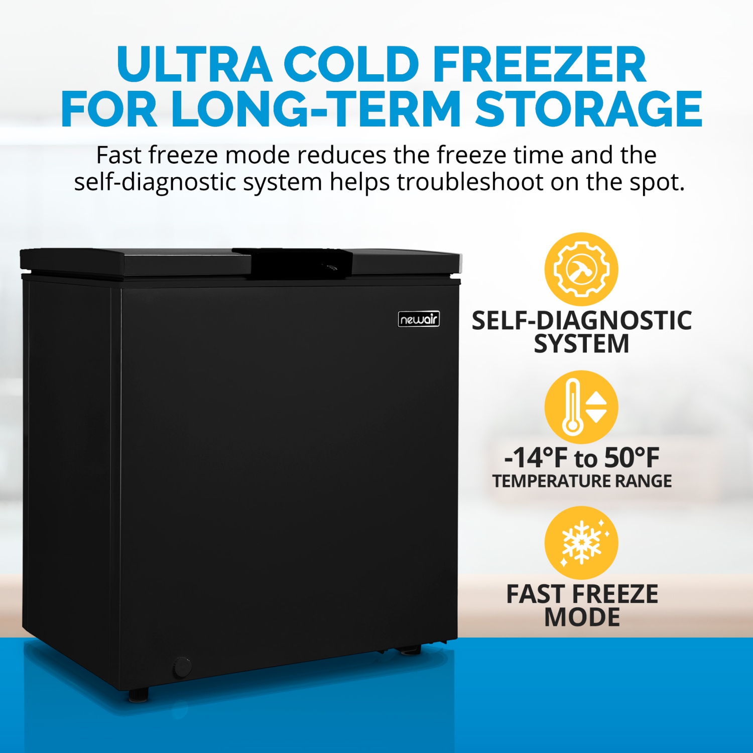 NewAir 5 Cu. ft. Mini Deep Chest Freezer and Refrigerator in Black with Digital Temperature Control, Fast Freeze Mode