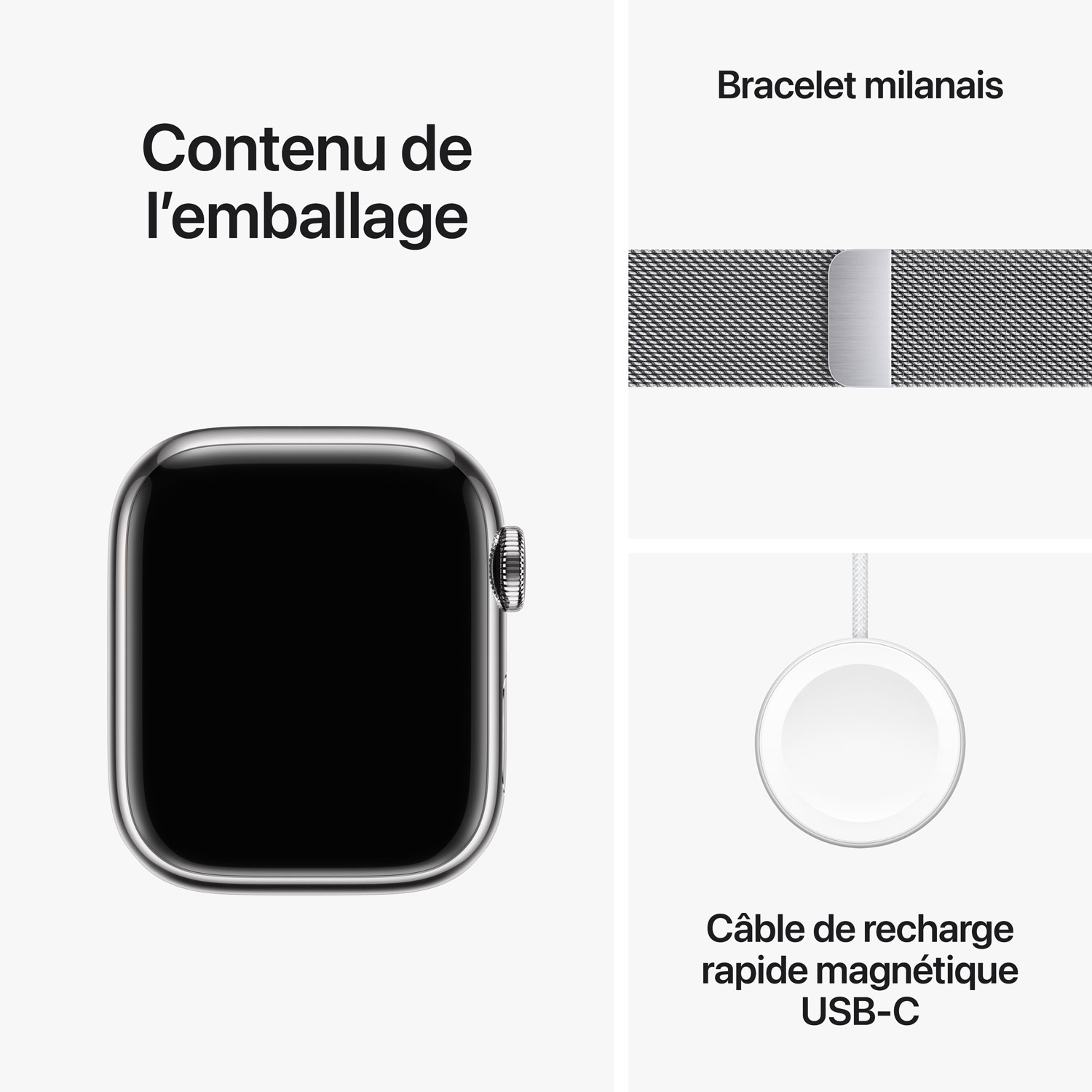 TELUS Apple Watch Series 9 41mm Silver Stainless Steel Case w/Silver Stainless Steel Milanese Loop - S- Monthly Financing