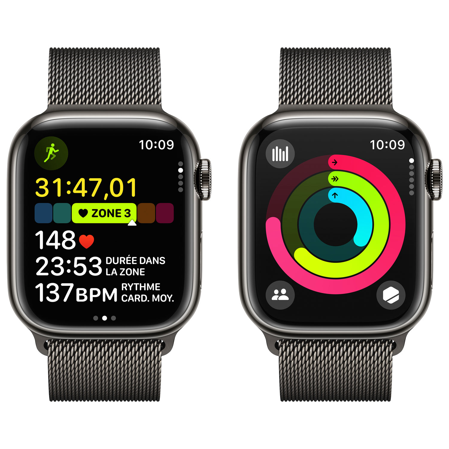Rogers Apple Watch Series 9 41mm Graphite Stainless Steel Case w/ Graphite Stainless Steel Milanese Loop - S - Monthly Financing