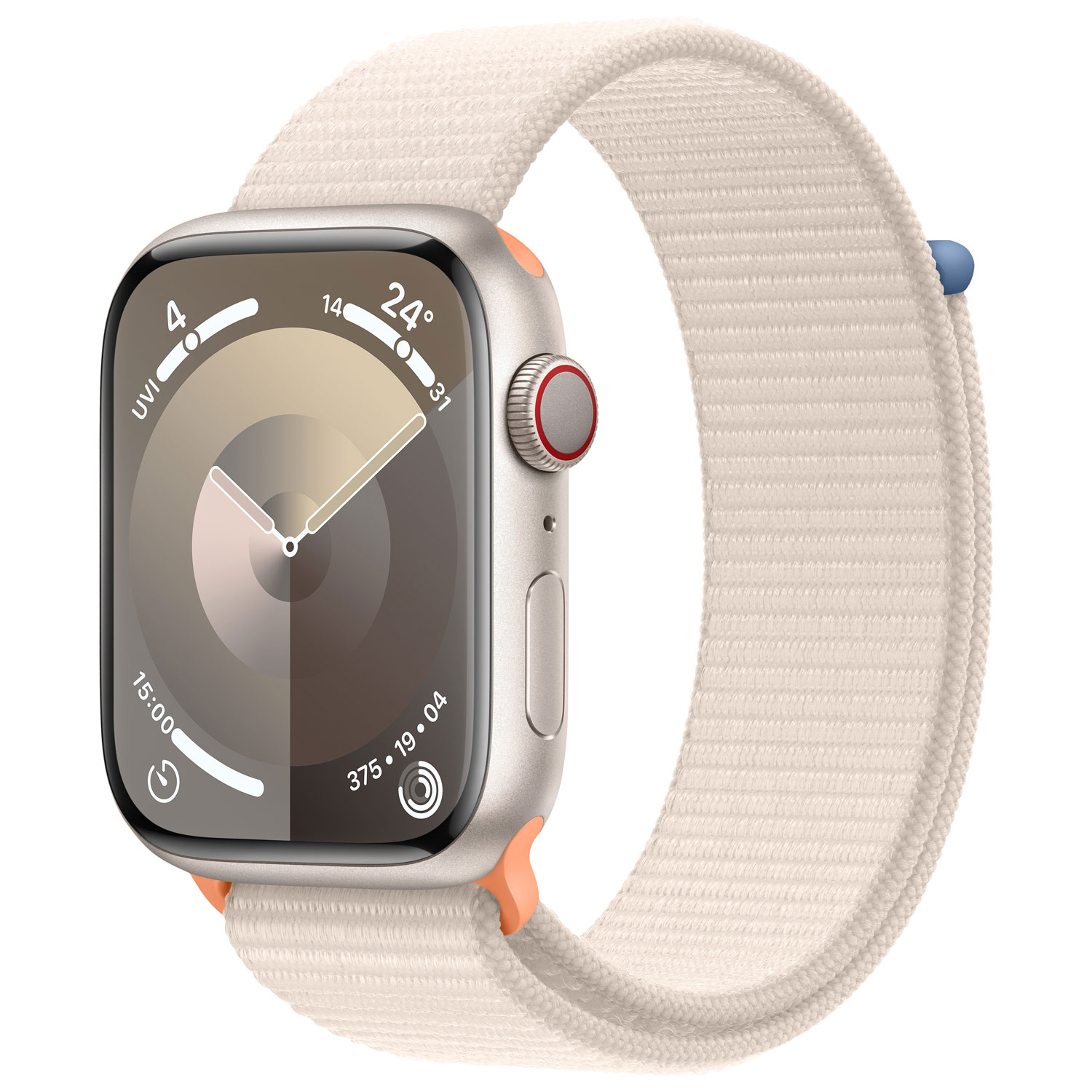 Bell Apple Watch Series 9 (GPS + Cellular) 45mm Starlight Aluminium Case w/Starlight Sport Loop - S - Monthly Financing