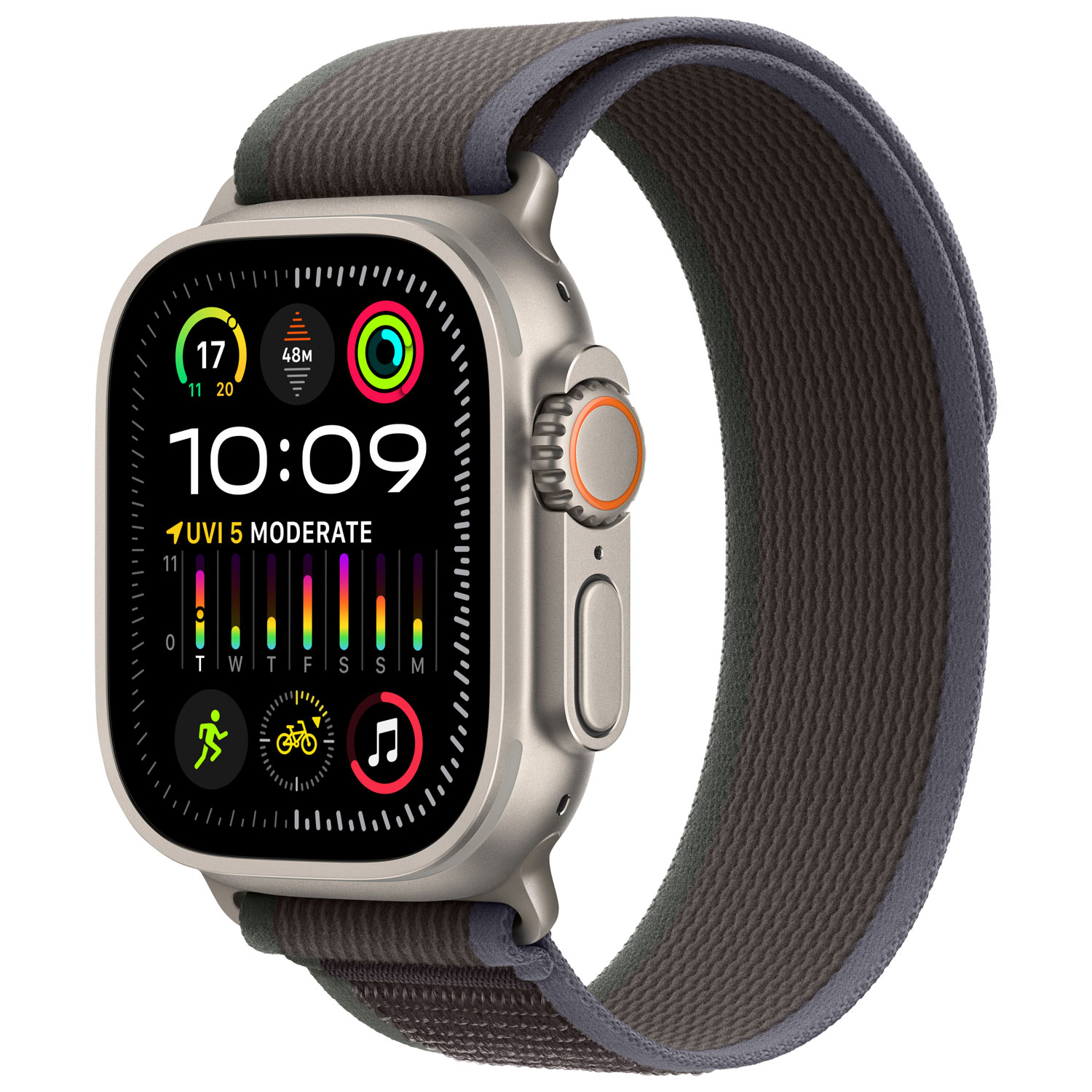 Rogers Apple Watch Ultra 2 (GPS + Cellular) 49mm Titanium Case w/Blue Black Trail Loop - S/M - Monthly Financing