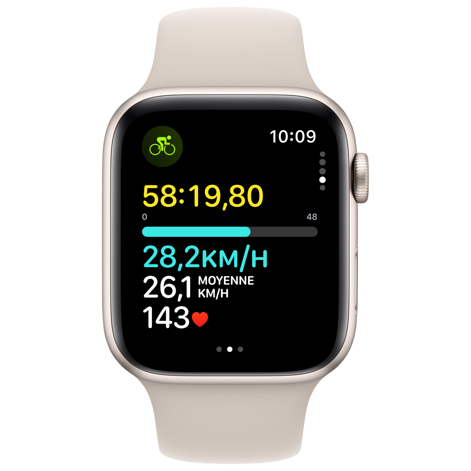 TELUS Apple Watch SE 44mm Starlight Aluminum Case w/Starlight Sport Band - S/M - Monthly Financing