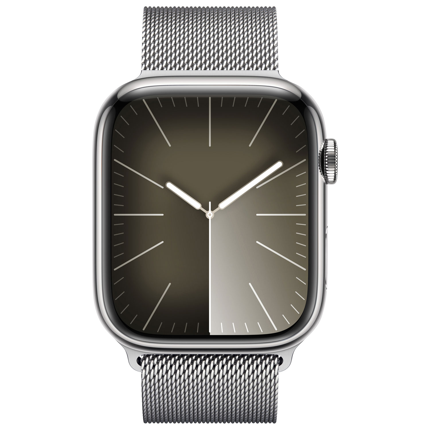 Apple Watch Series 9 avec boîtier de 45 mm en acier inoxydable argenté et bracelet milanais argenté par Rogers - Grand - Financement mensuel