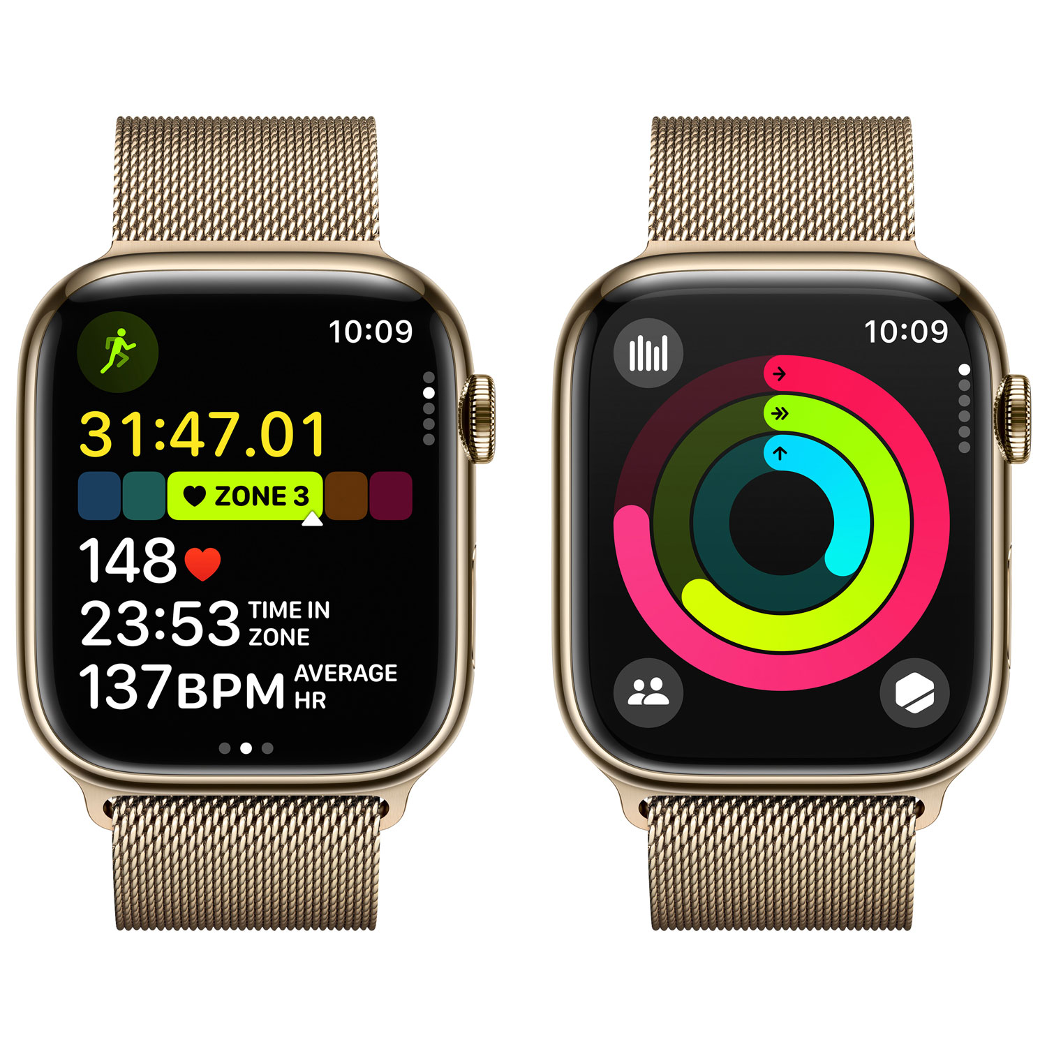 TELUS Apple Watch Series 9 GPS Cellular 45mm Gold Stainless Steel Case w Gold Milanese Loop L Monthly Financing Best Buy Canada